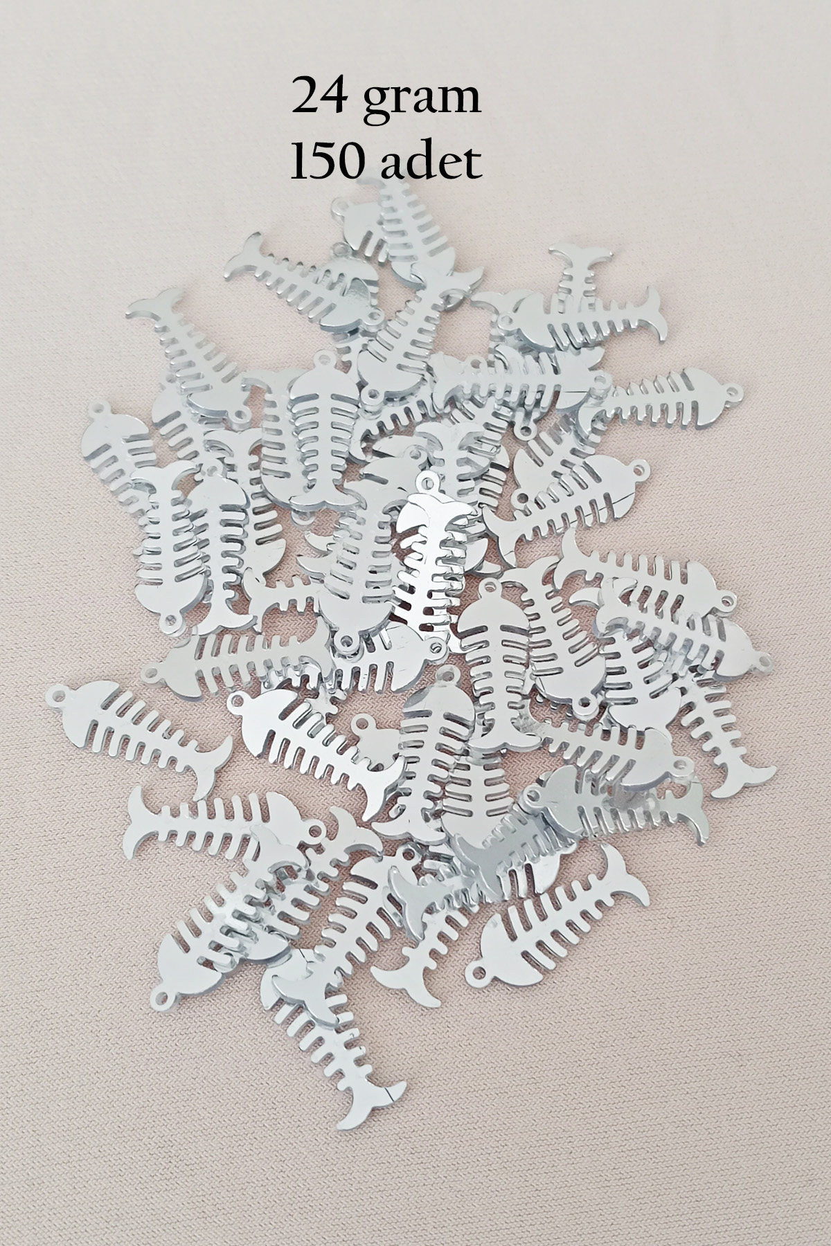 Oya Abiye Bileklik Kolye Pleksi Metalik Plastik Pul Gümüş Renk 24