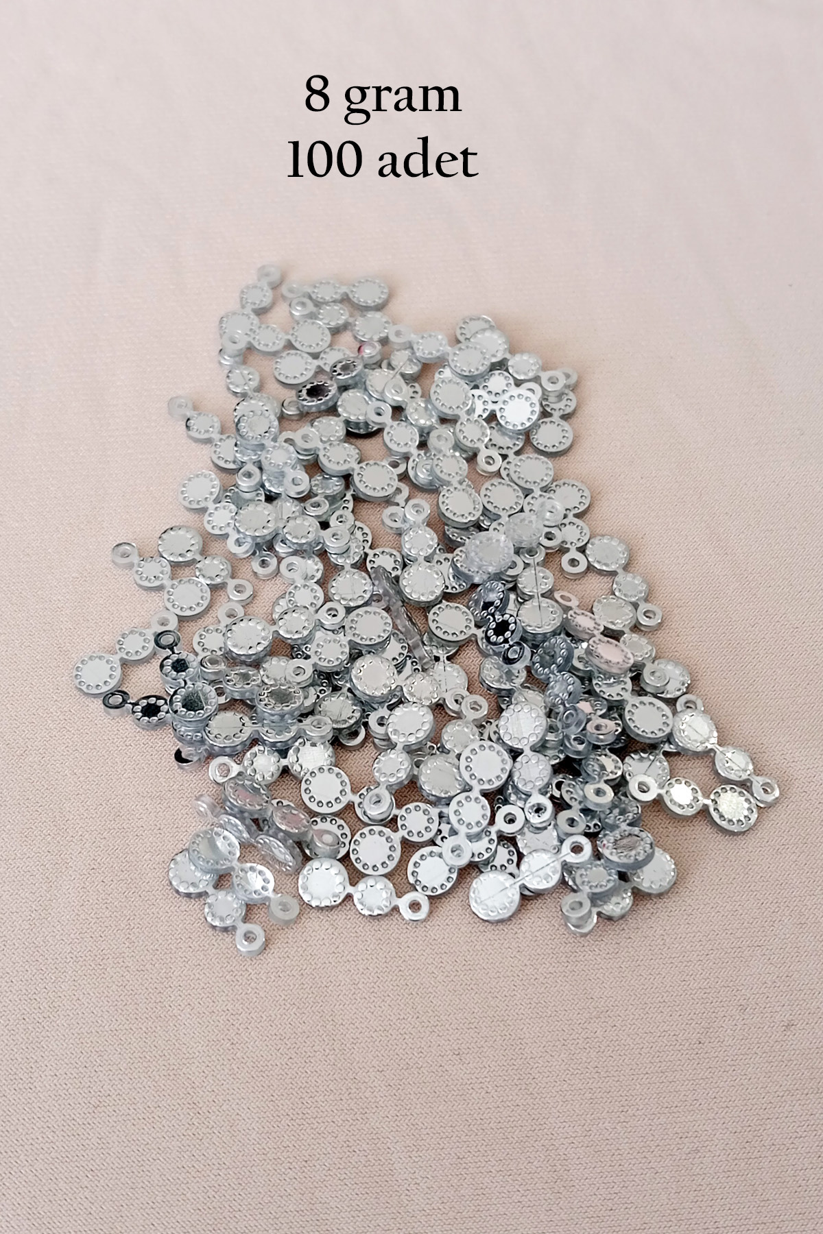 Just Cheap Store Oya Abiye Bileklik Kolye Pleksi Metalik Plastik Pul Gümüş Renk 8 
