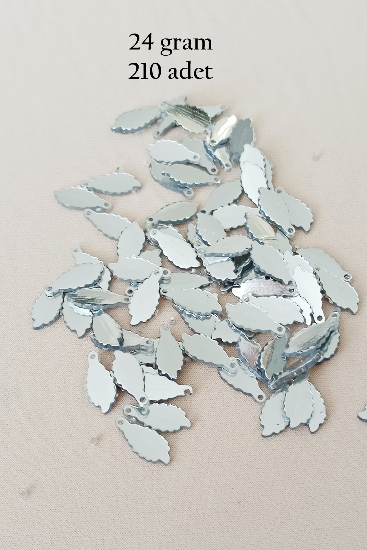 Oya Abiye Bileklik Kolye Pleksi Metalik Plastik Pul Gümüş Renk 24