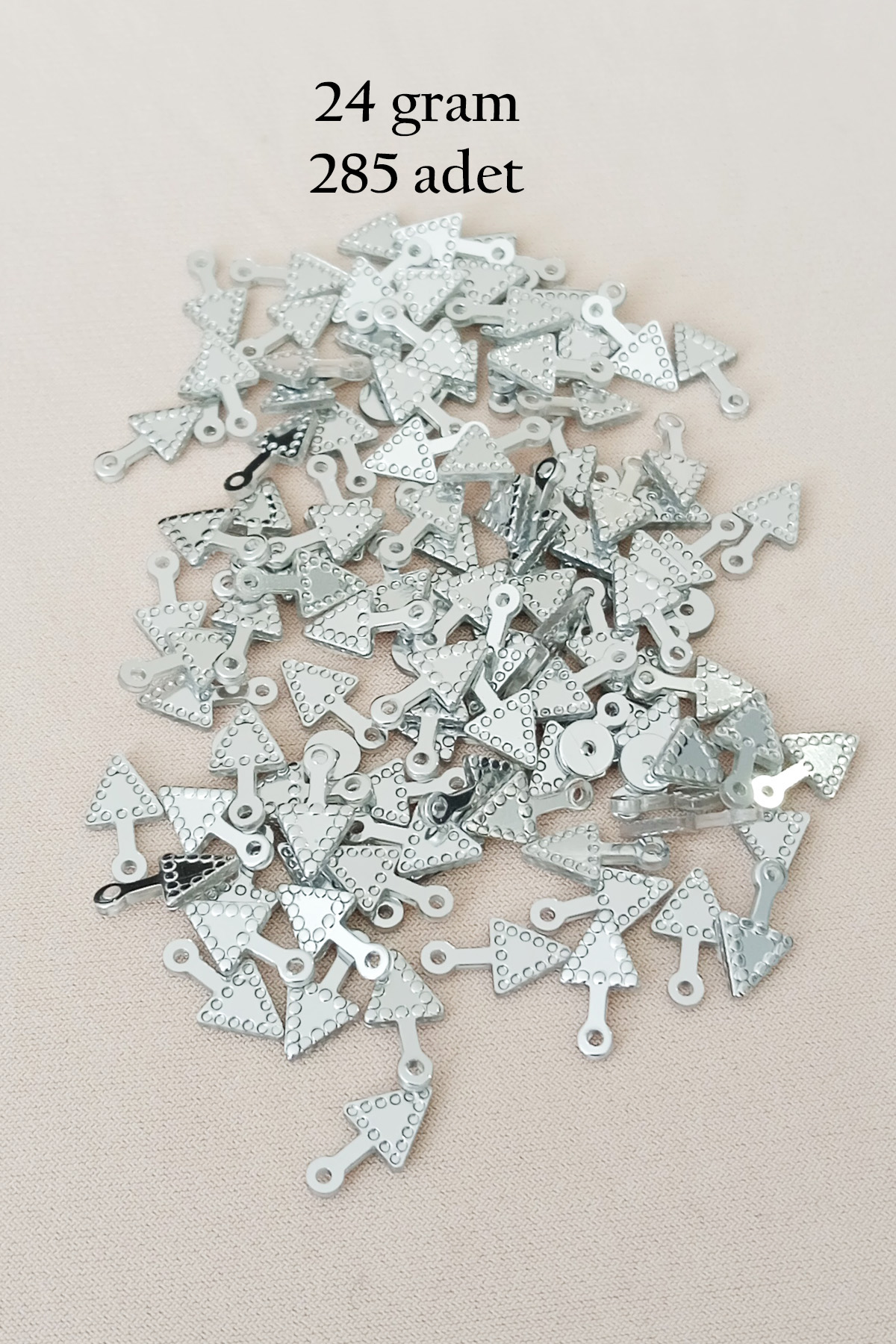 Oya Abiye Bileklik Kolye Pleksi Metalik Plastik Pul Gümüş Renk 24
