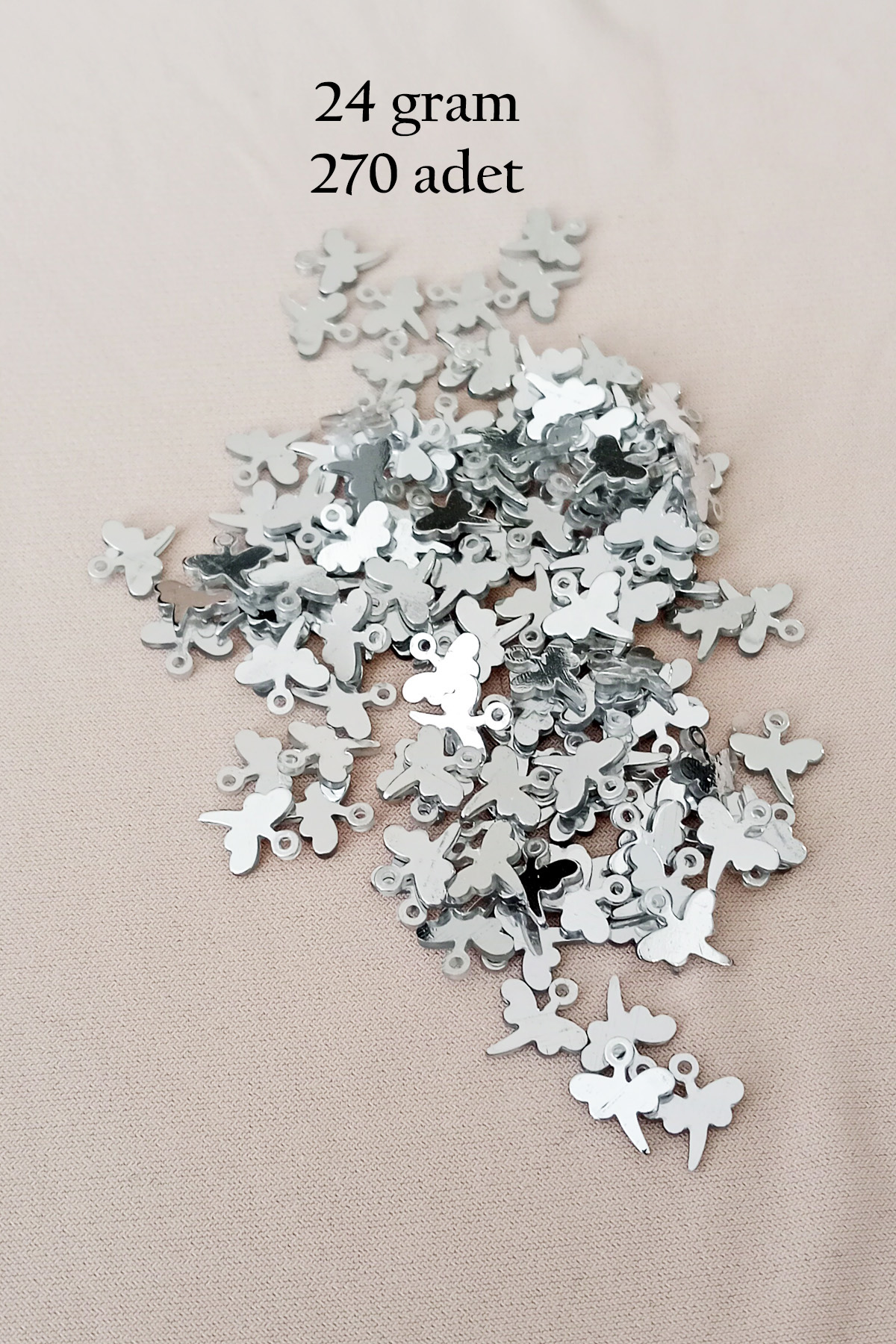 Oya Abiye Bileklik Kolye Pleksi Metalik Plastik Pul Gümüş Renk 24
