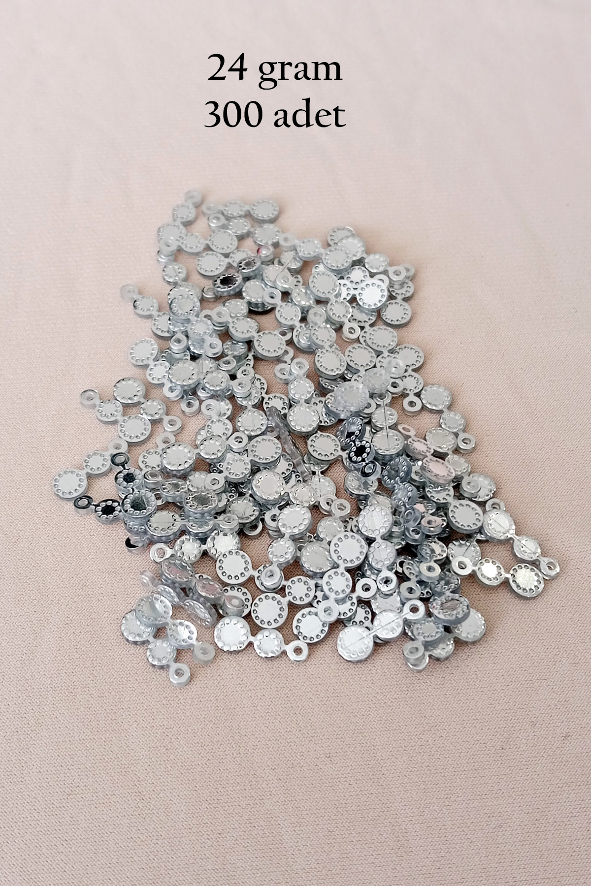 Oya Abiye Bileklik Kolye Pleksi Metalik Plastik Pul Gümüş Renk 24