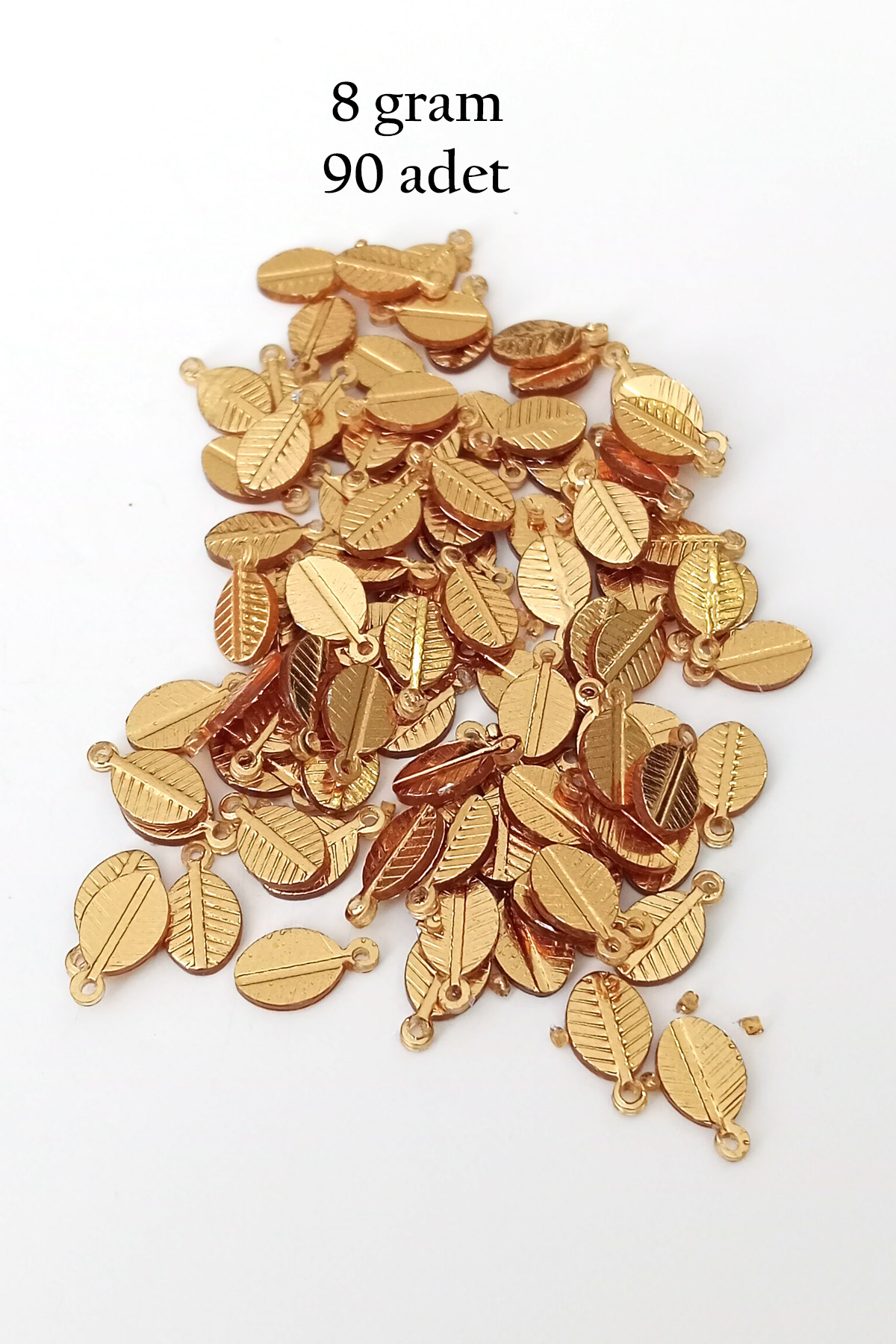 Oya Abiye Bileklik Kolye Pleksi Metalik Plastik Pul Altın Renk 8 