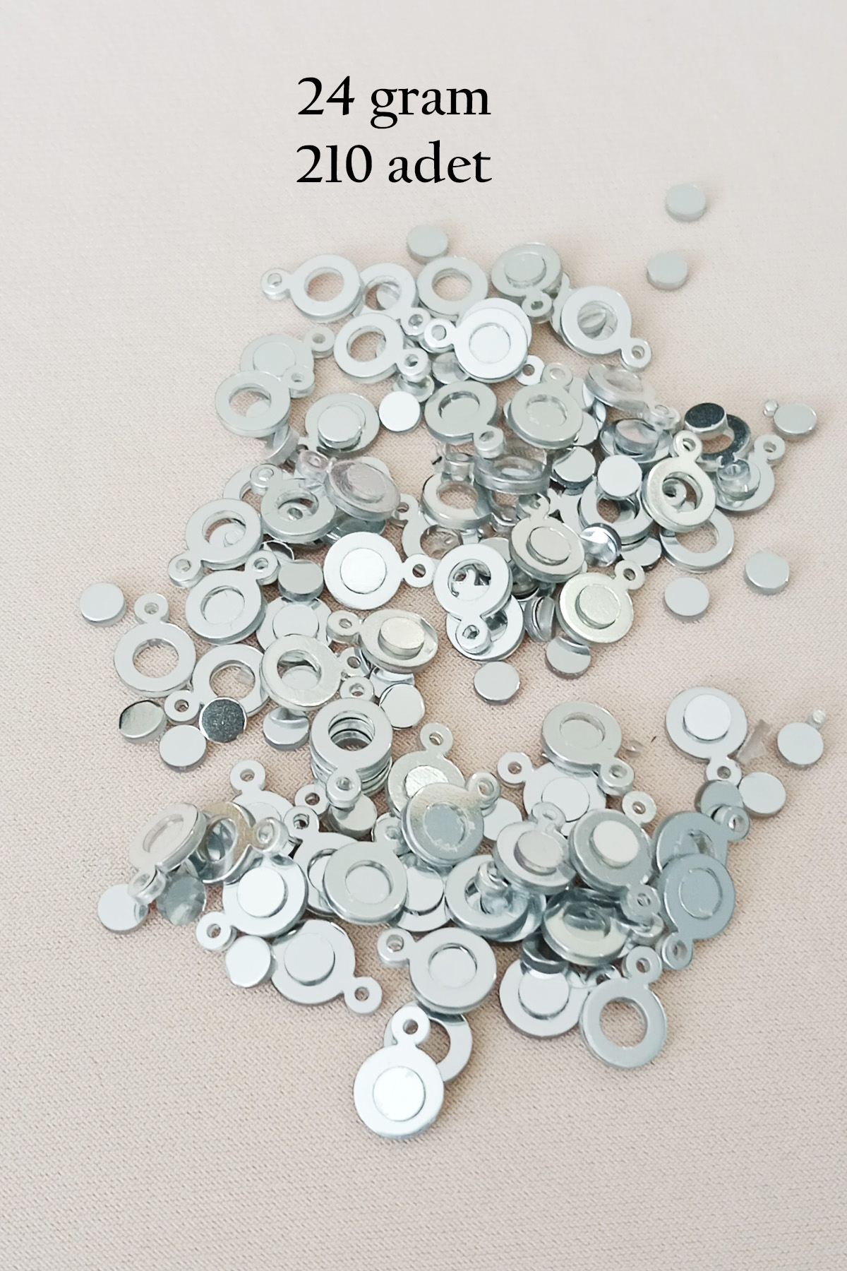 Oya Abiye Bileklik Kolye Pleksi Metalik Plastik Pul Gümüş Renk 24