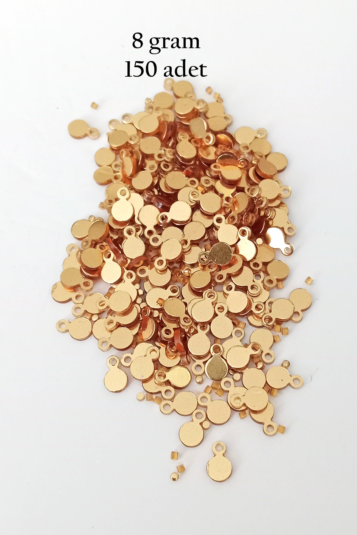 Oya Abiye Bileklik Kolye Pleksi Metalik Plastik Pul Altın Renk 8 