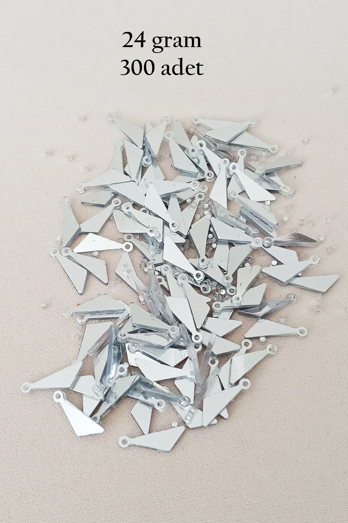 Oya Abiye Bileklik Kolye Pleksi Metalik Plastik Pul Gümüş Renk 24