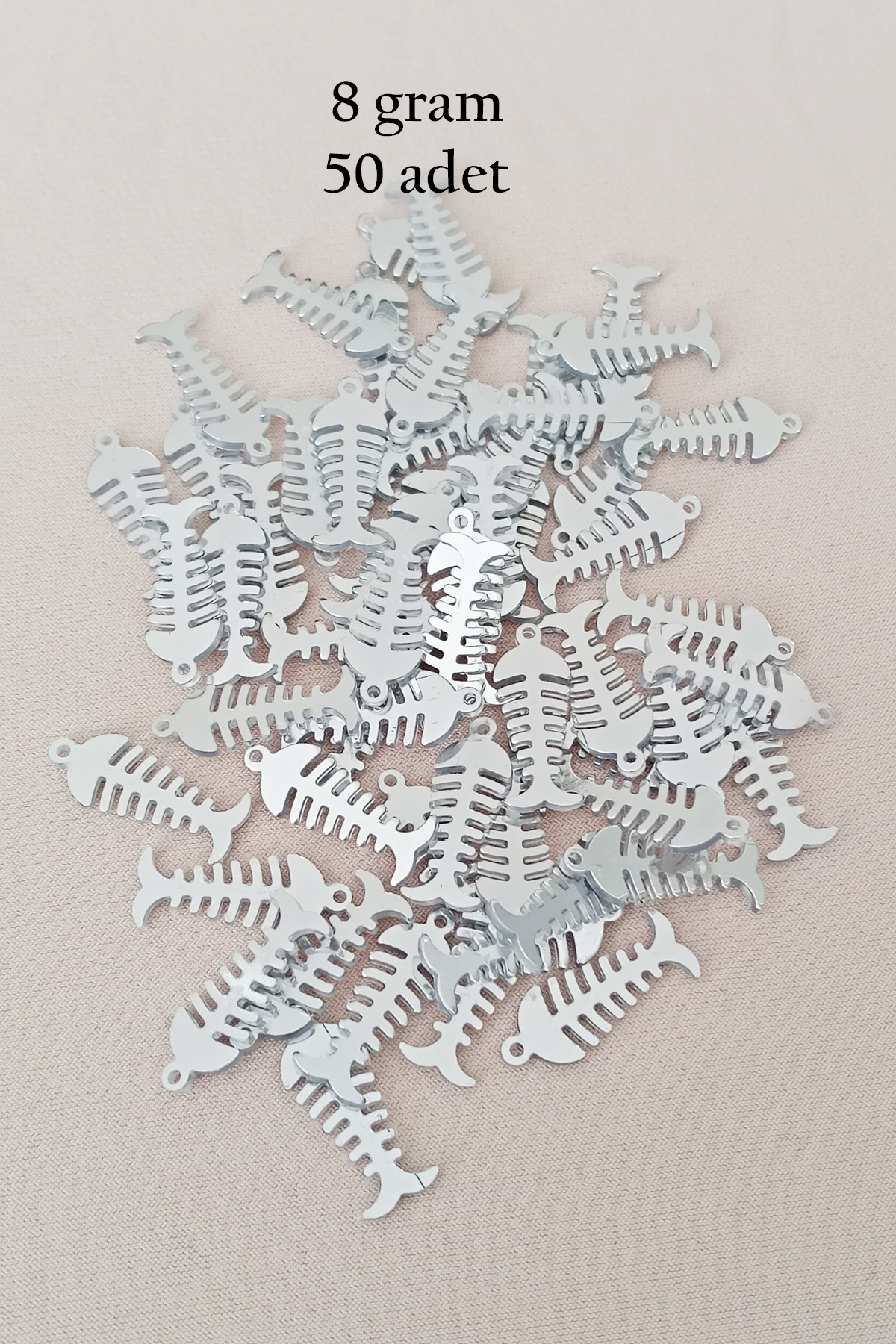Oya Abiye Bileklik Kolye Pleksi Metalik Plastik Pul Gümüş Renk 8 