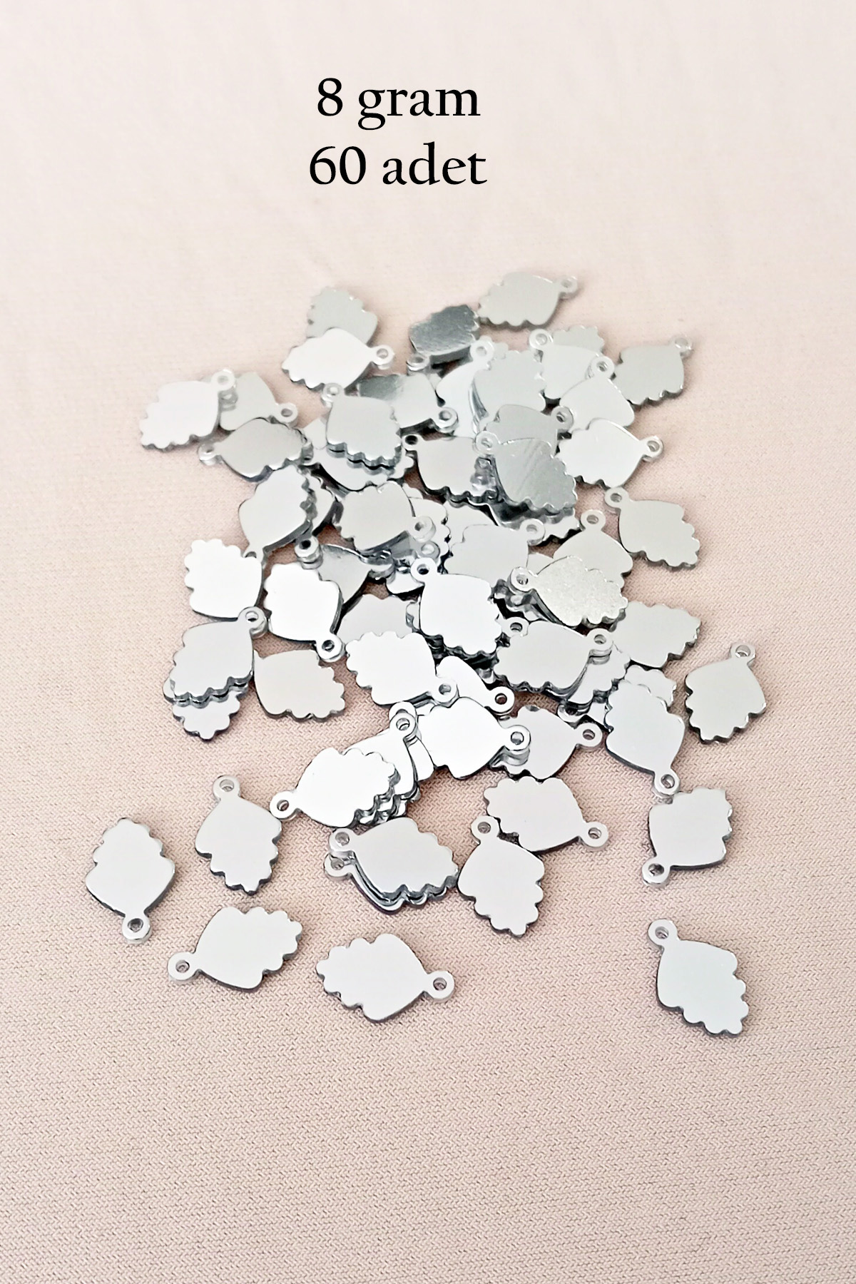 Just Cheap Store Oya Abiye Bileklik Kolye Pleksi Metalik Plastik Pul Gümüş Renk 8 