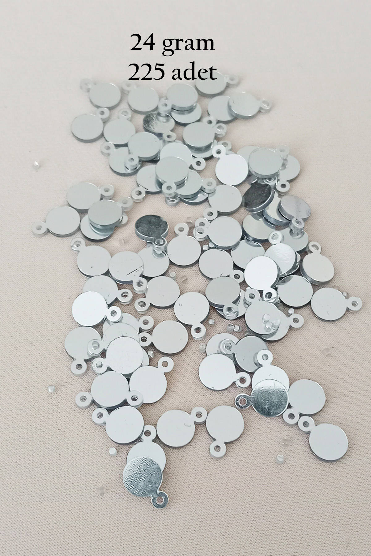 Oya Abiye Bileklik Kolye Pleksi Metalik Plastik Pul Gümüş Renk 24