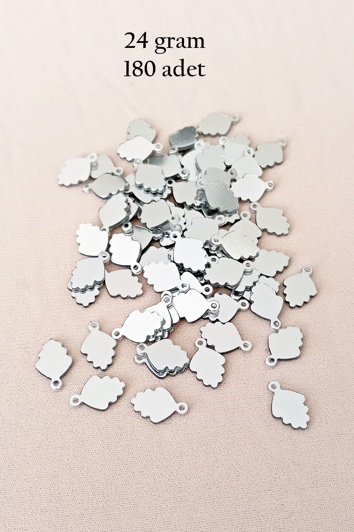 Oya Abiye Bileklik Kolye Pleksi Metalik Plastik Pul Gümüş Renk 24