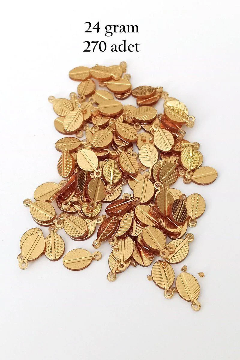 Oya Abiye Bileklik Kolye Pul - Altın Renk Metalik Plastik Boncuk (270 Adet / 24g) Oya Abiye Bileklik Kolye Pul - Altın Renk Metalik Plastik Boncuk (270 Adet / 24g)