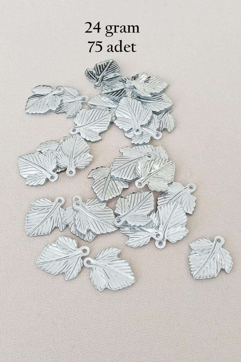 Oya Abiye Bileklik Kolye Pleksi Metalik Plastik Pul - Gümüş Renk 75 Adet 24 Gram