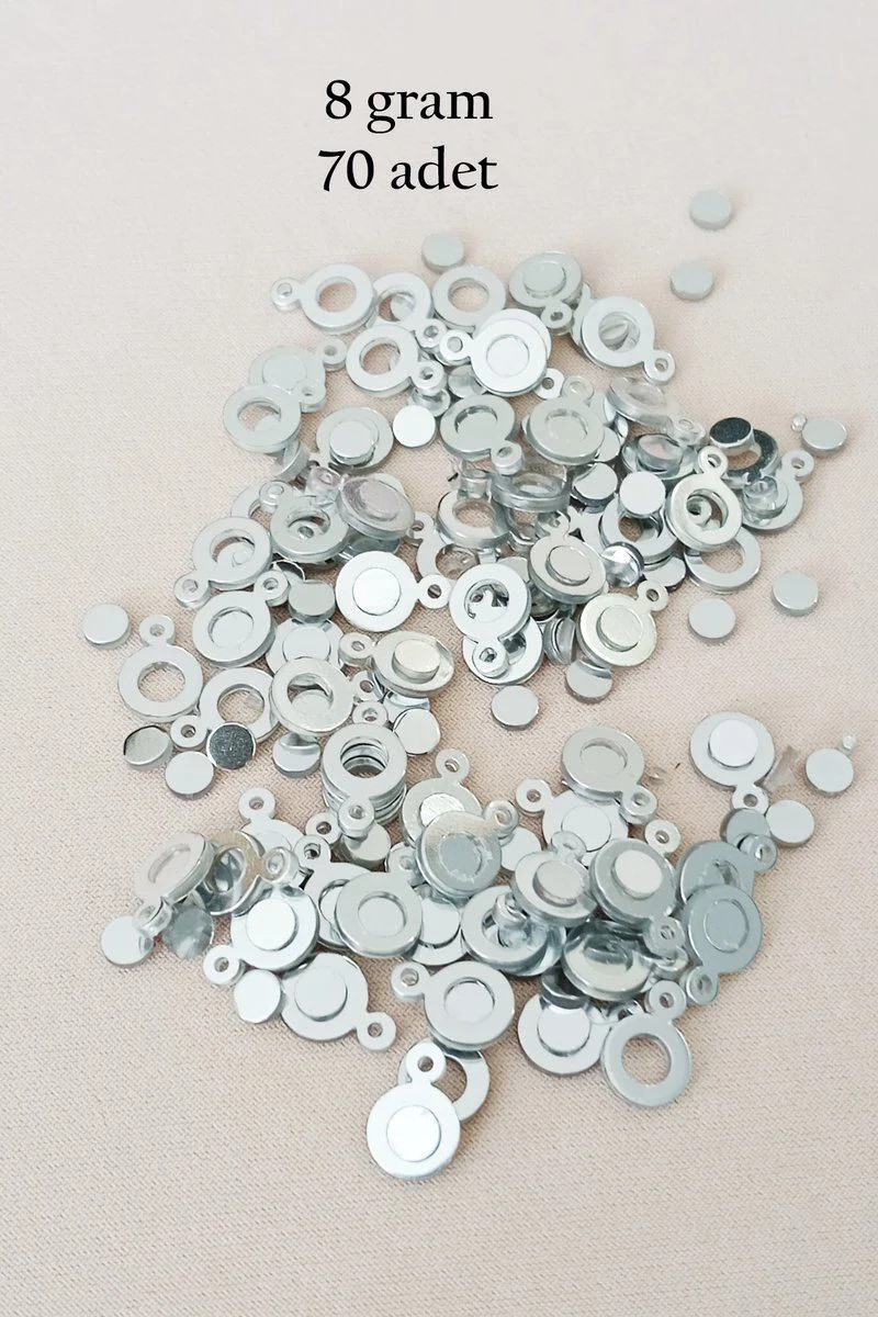Oya Abiye Bileklik Kolye Pleksi Metalik Plastik Pul Gümüş Renk 8 Gram 70 Adet - BNC510