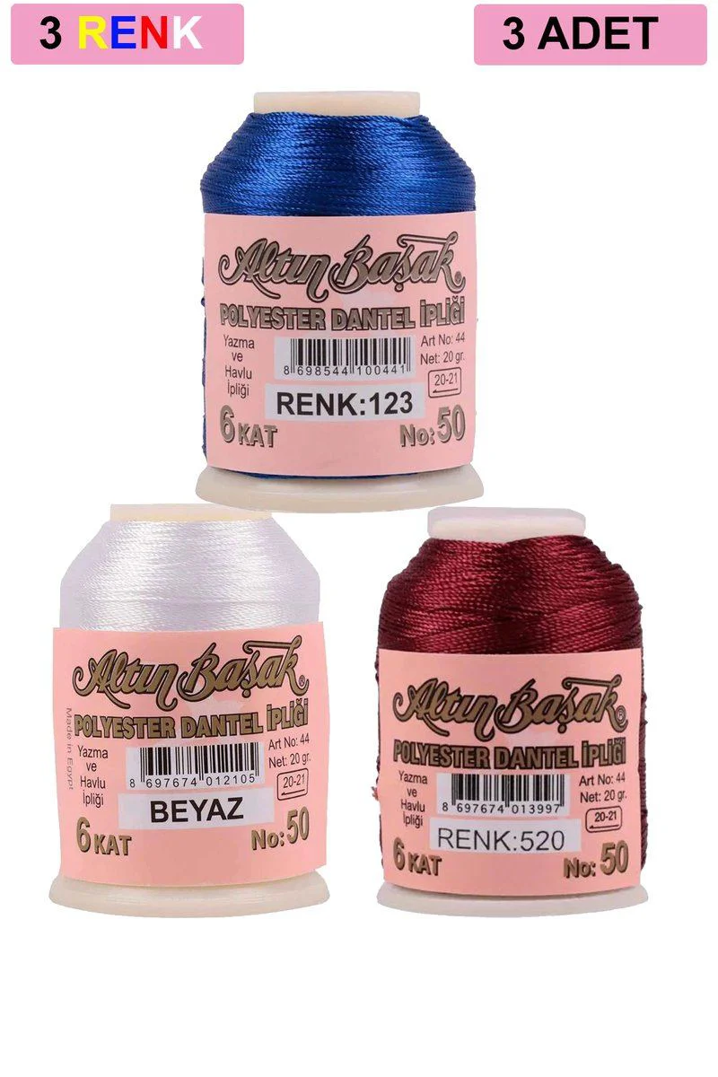 Oya ve Dantel İpi – 3 Adet Beyaz 20 Gr No:520-123 | Kaliteli Dantel İşi İçin