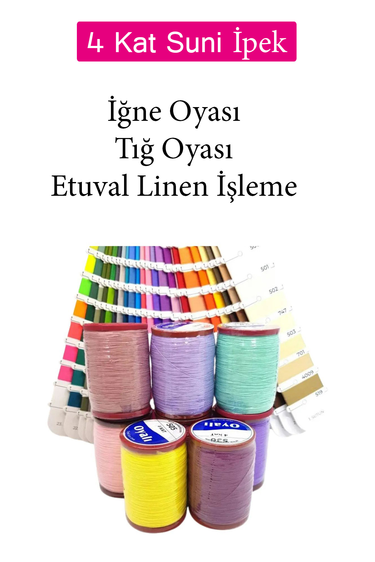 Oyalı 4 Kat Suni İpek İplik İğne Oyası Boncuk İpi Tığ Oyası No:54