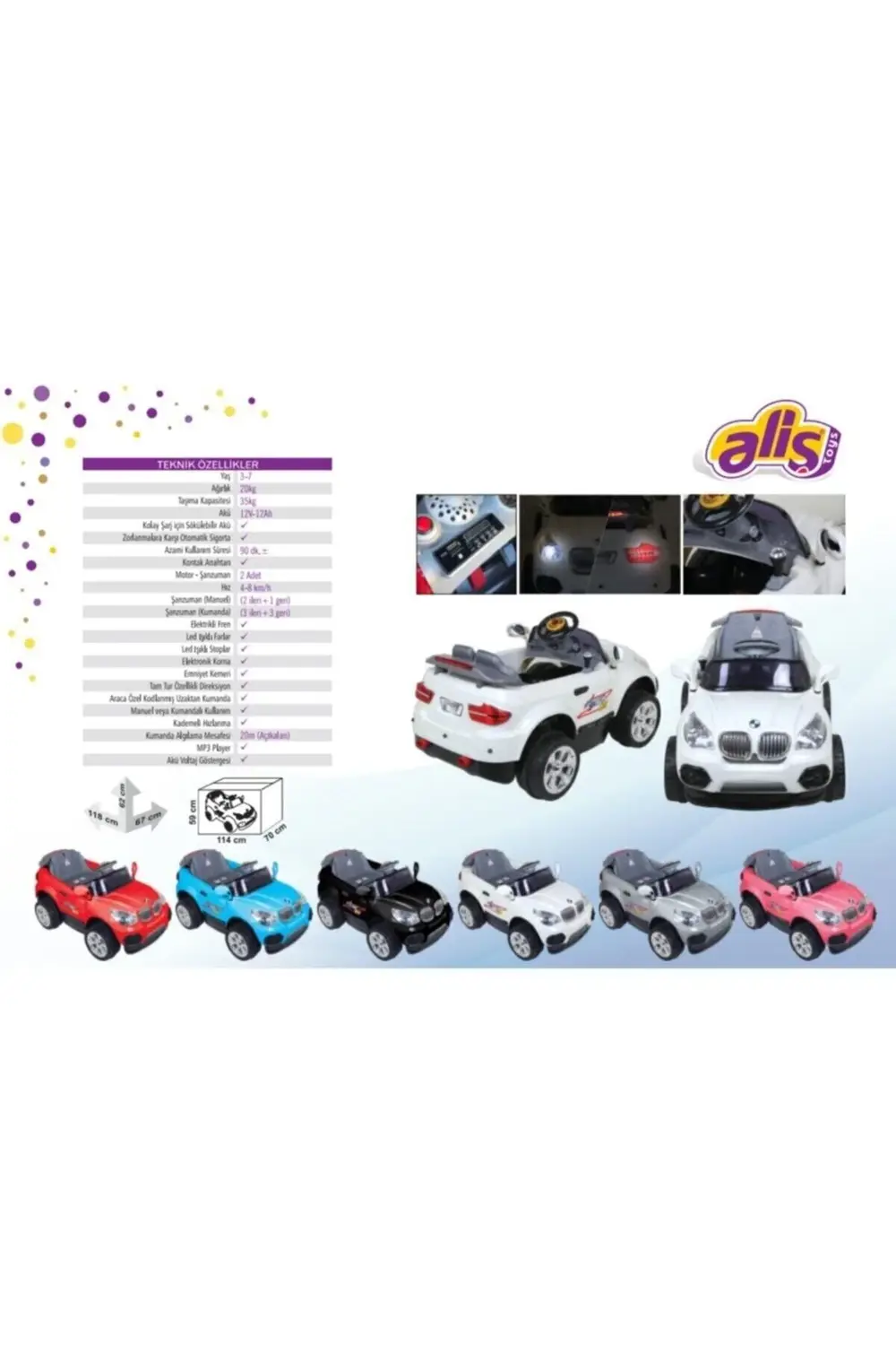 Öykü Bebek Dünyası Akülü Araba Bmw 12v Pembe