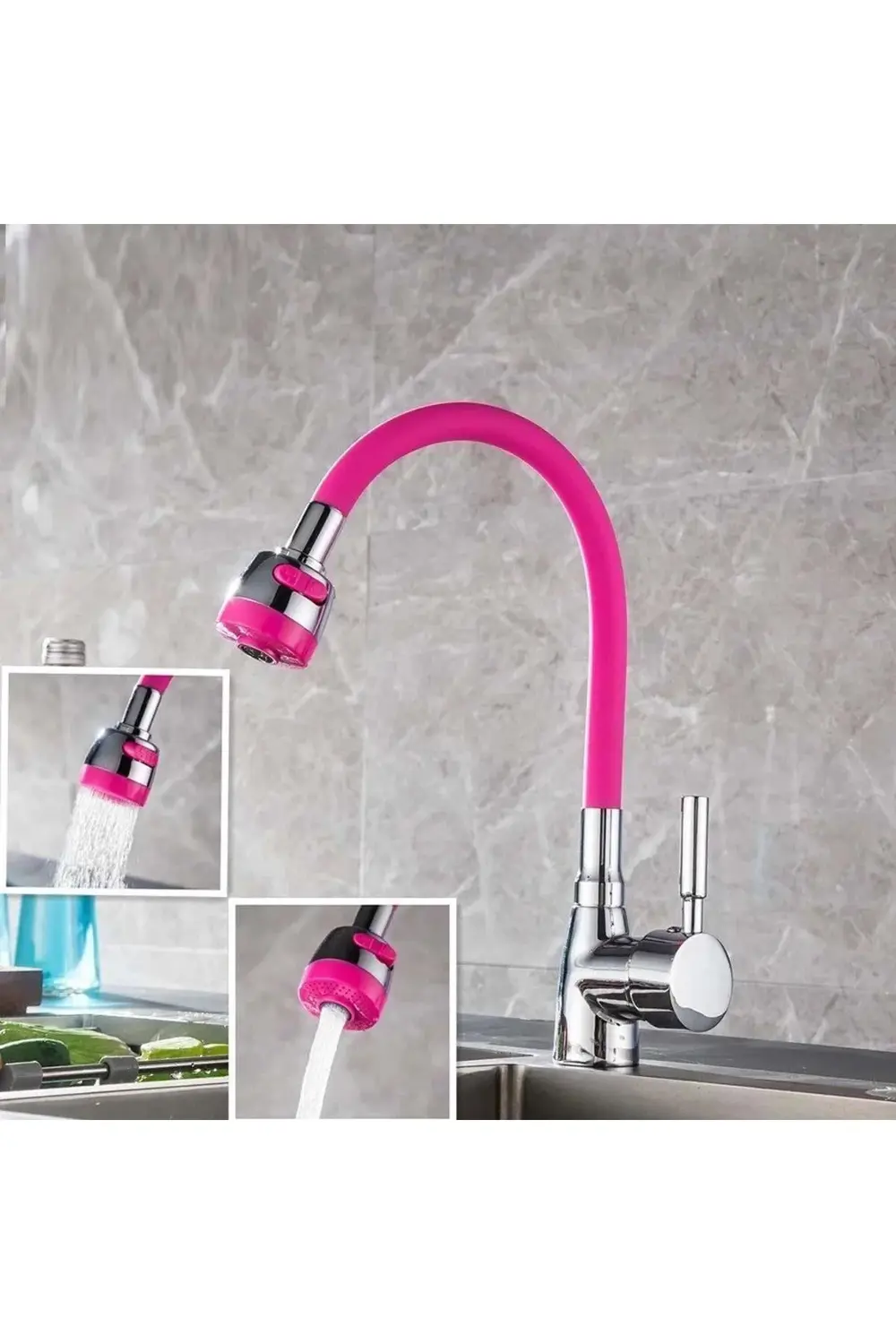 Oynar Başlıklı Tasarruflu Kubar Musluk Borusu ve Başlığı Pembe (5