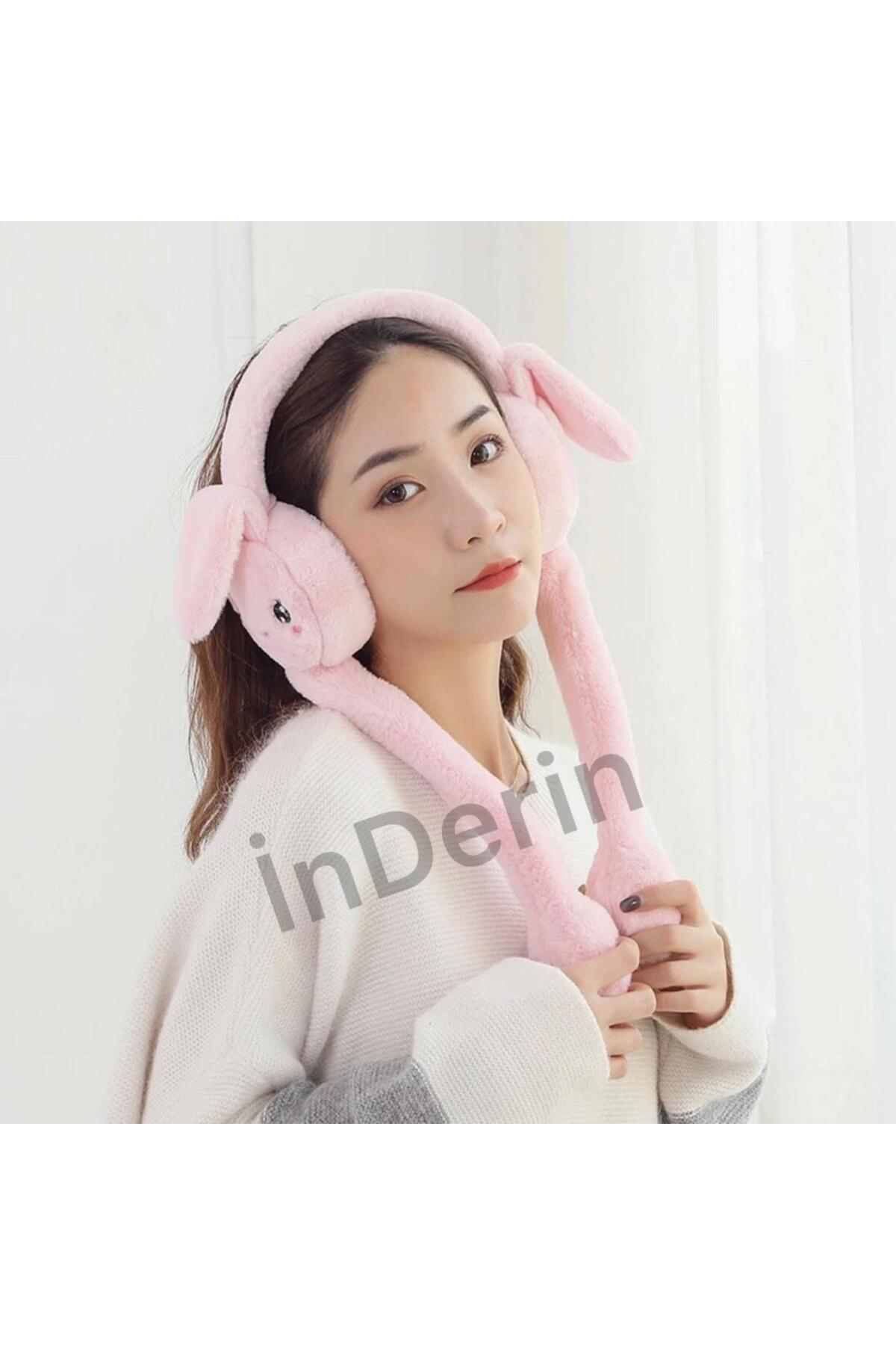 Oynar Kulaklı Peluş Kışlık Sesli Tavşan Pembe Kulaklık Ithal