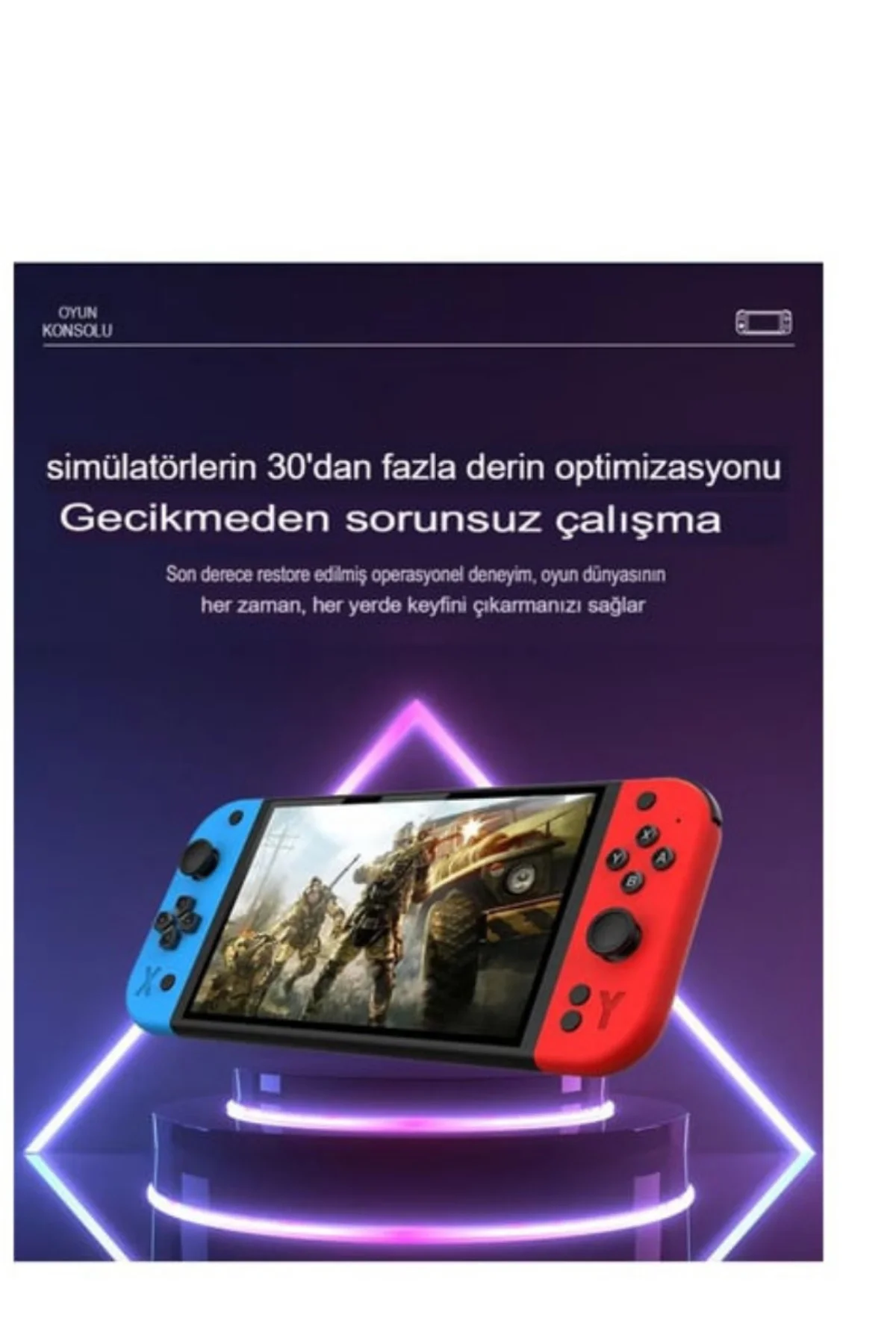 Oyun konsolu 7 inç HD ekran 2000 mAh batarya 10000+ oyun çok renkli bluetooth yok