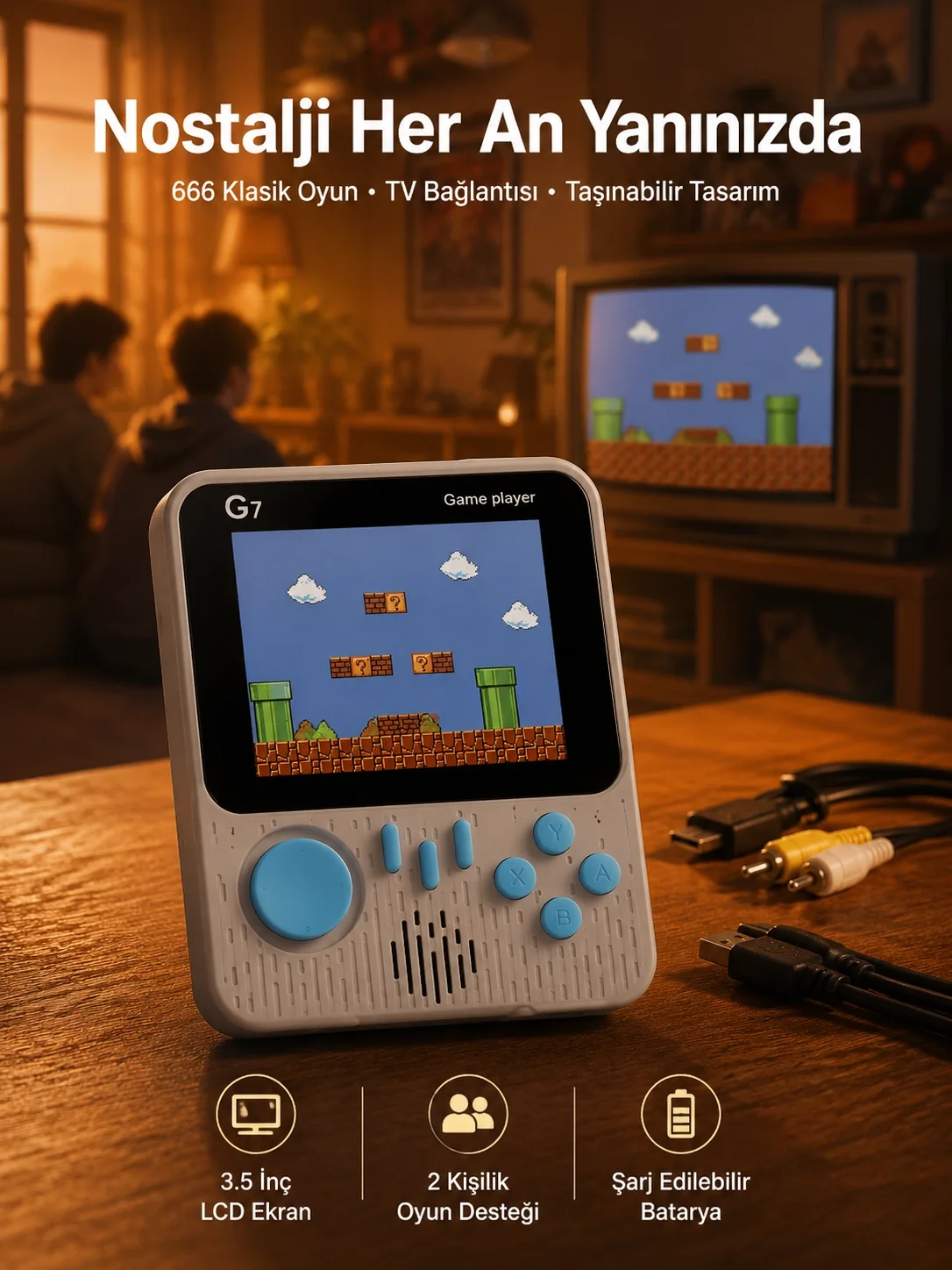 Oyun Konsolu Retro Oyun Konsolu Tv'ye Bağlanabilir Taşınabilir