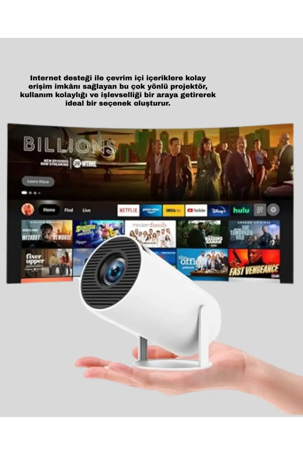 Oyun Konsolu Uyumlu Kablosuz Projeksiyon Cihazı Ev Sinema Deneyim