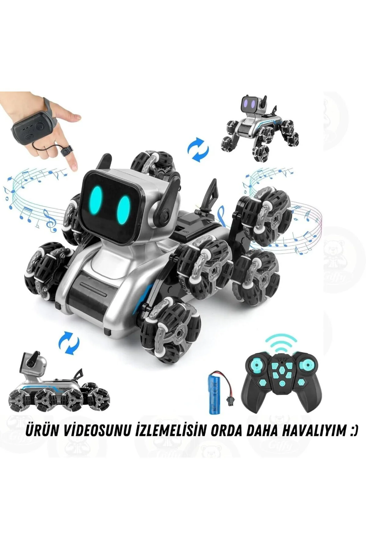 Oyuncak 2.4 GhZ Uzaktan ve Bilekten Kumandalı Şarjlı 8 Teker Akro