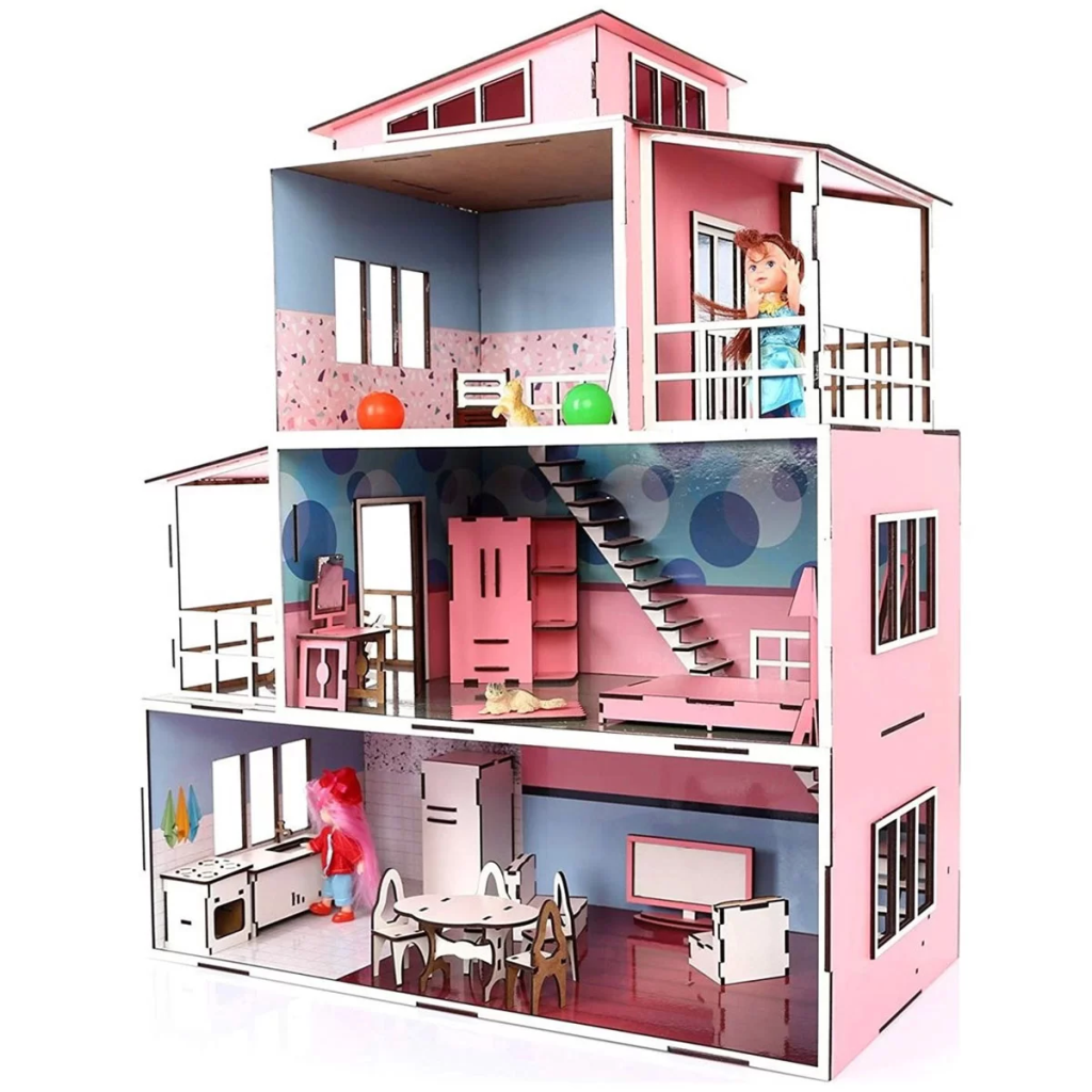 Oyuncak Ahşap Full Aksesuarlı Bebek Evi Oyuncak Ahşap Full Aksesuarlı Bebek Evi