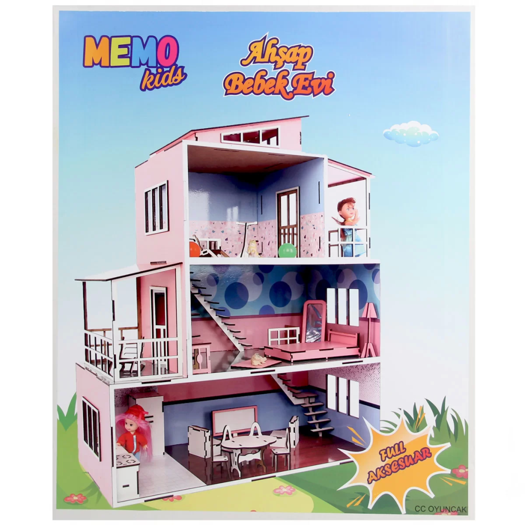 Oyuncak Ahşap Full Aksesuarlı Bebek Evi Oyuncak Ahşap Full Aksesuarlı Bebek Evi