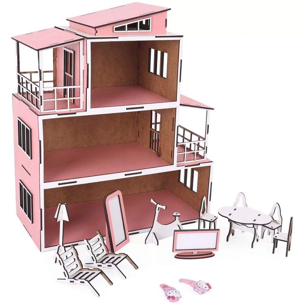Oyuncak Ahşap Klasik 3 Katlı Bebek Evi Oyuncak Ahşap Klasik 3 Katlı Bebek Evi