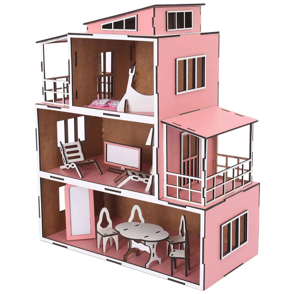 Oyuncak Ahşap Klasik 3 Katlı Bebek Evi Oyuncak Ahşap Klasik 3 Katlı Bebek Evi