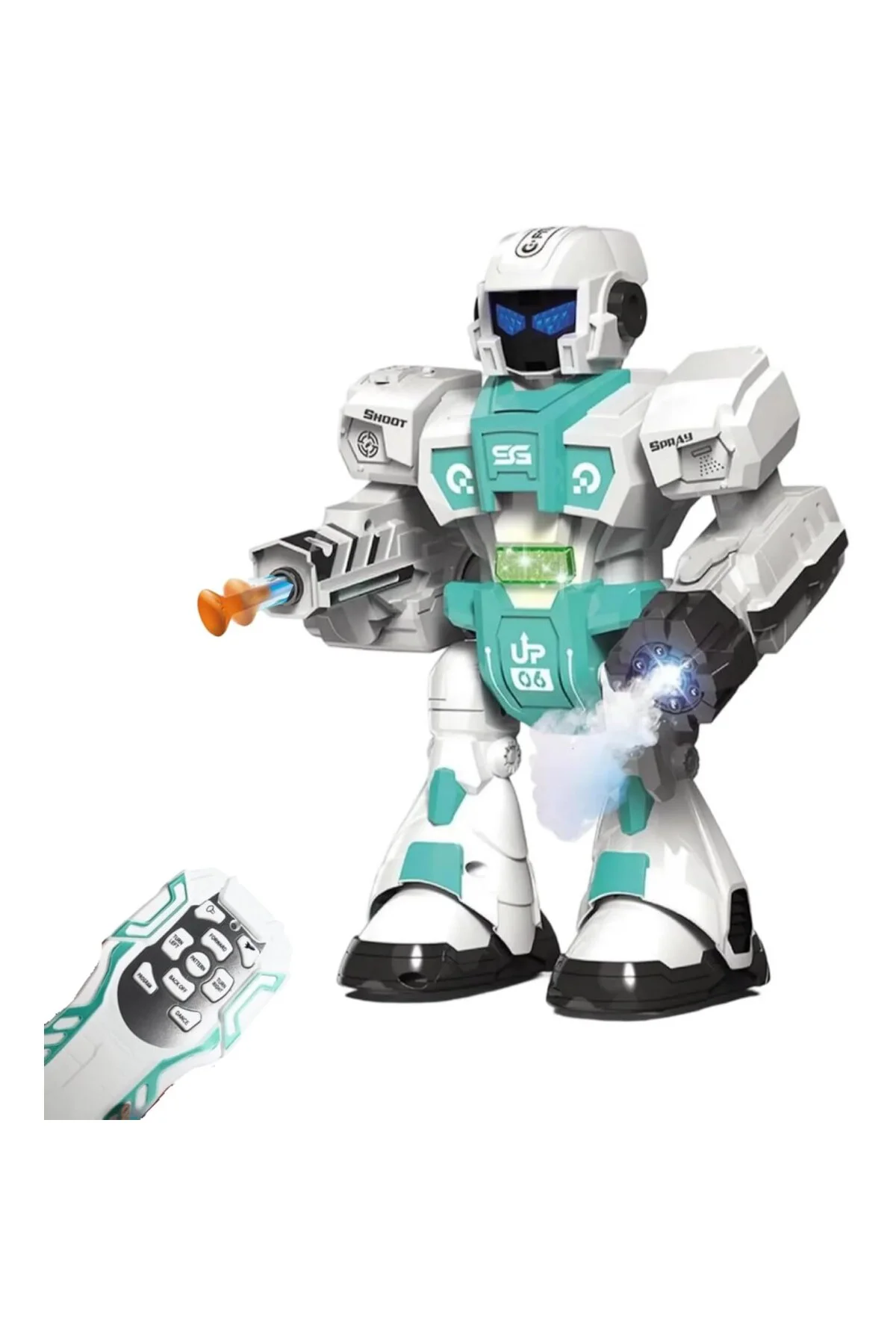Oyuncak Buhar Atan Uzaktan Kumandalı Savaşçı Robot Sesli Işıklı Müzikli Dans Eden 2 Adet Ya