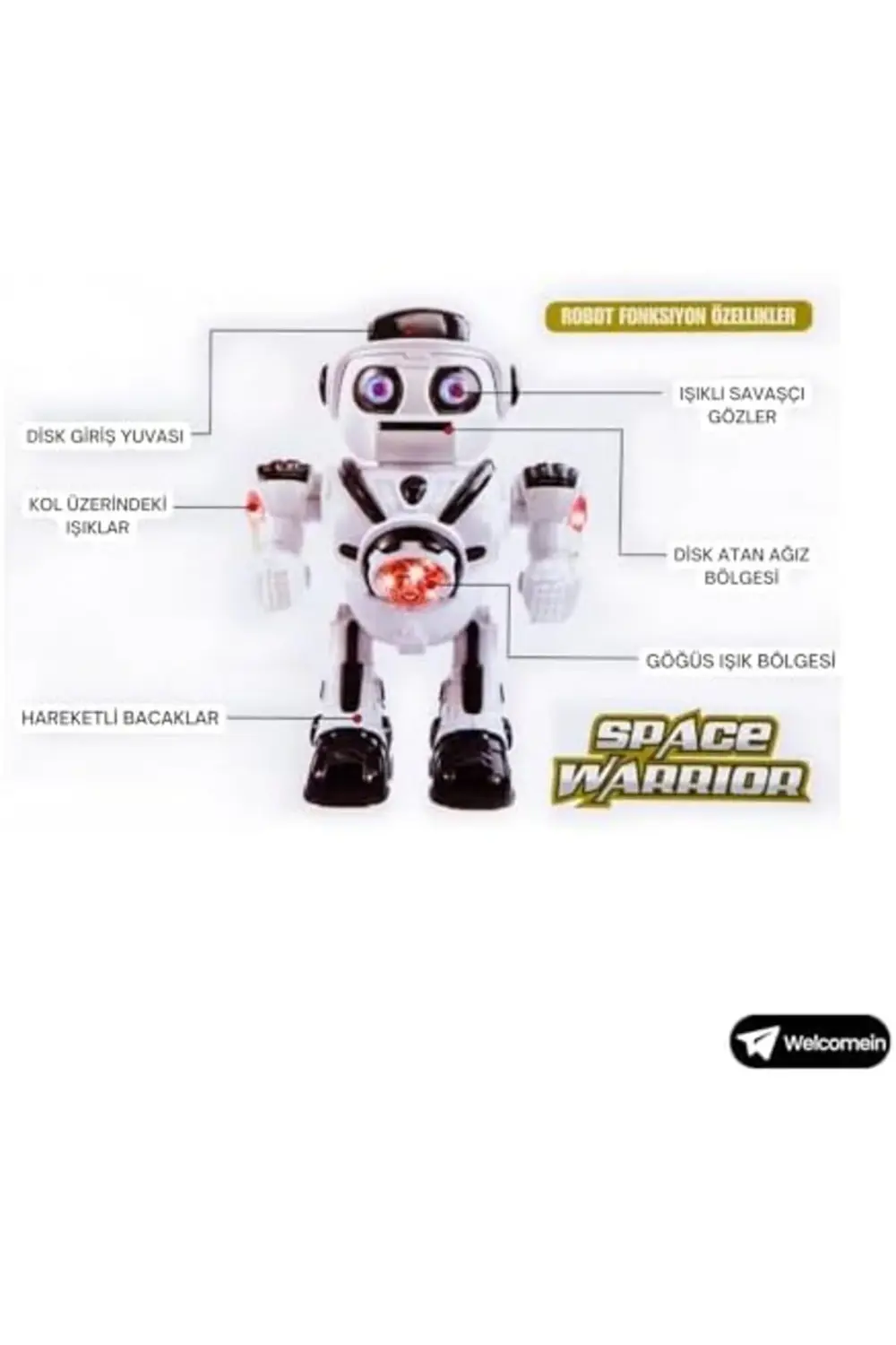 Oyuncak Pilli Işıklı Ve Müzikli Disk Atan 25 Cm Dev (Siyah) 39551