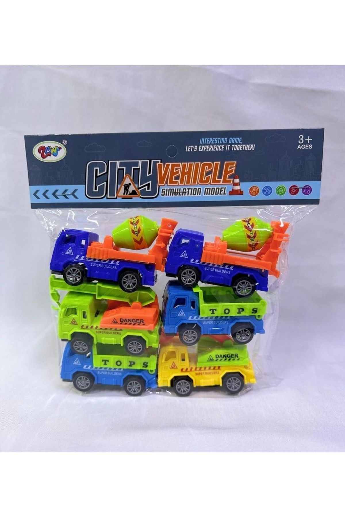 Oyuncak Poşette 6lı Iş Makinaları Çek-Bırak