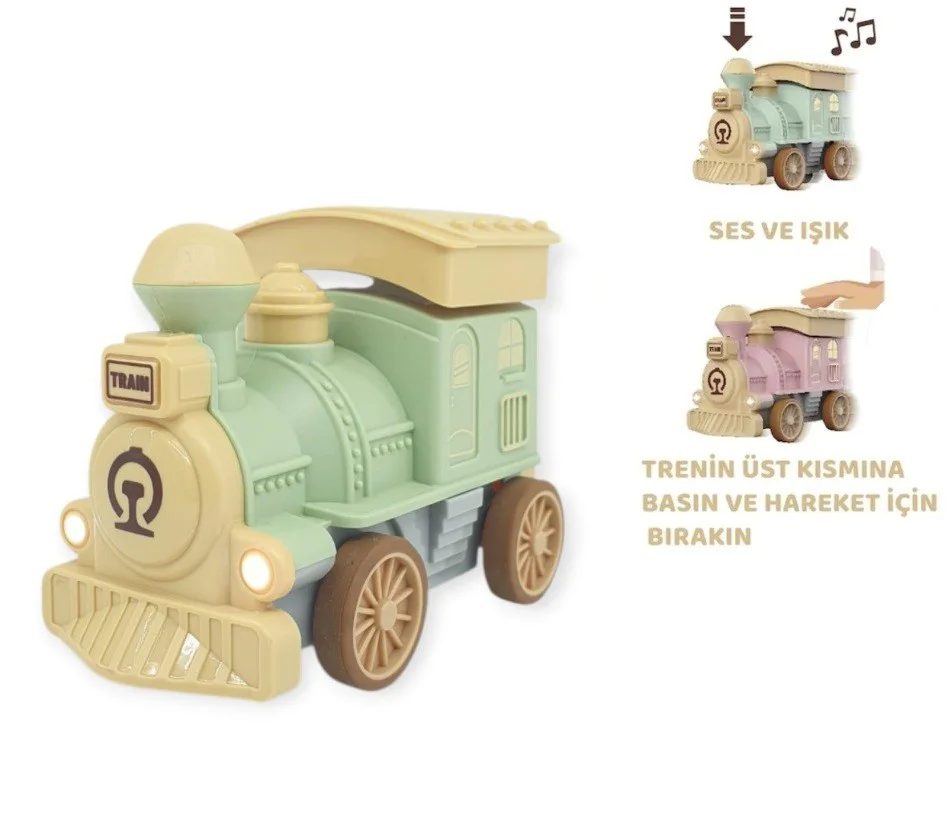 Oyuncak Tren Işıklı Sesli Bas Gitsin 14cm - YEŞİL - 8068A - 1 ADET