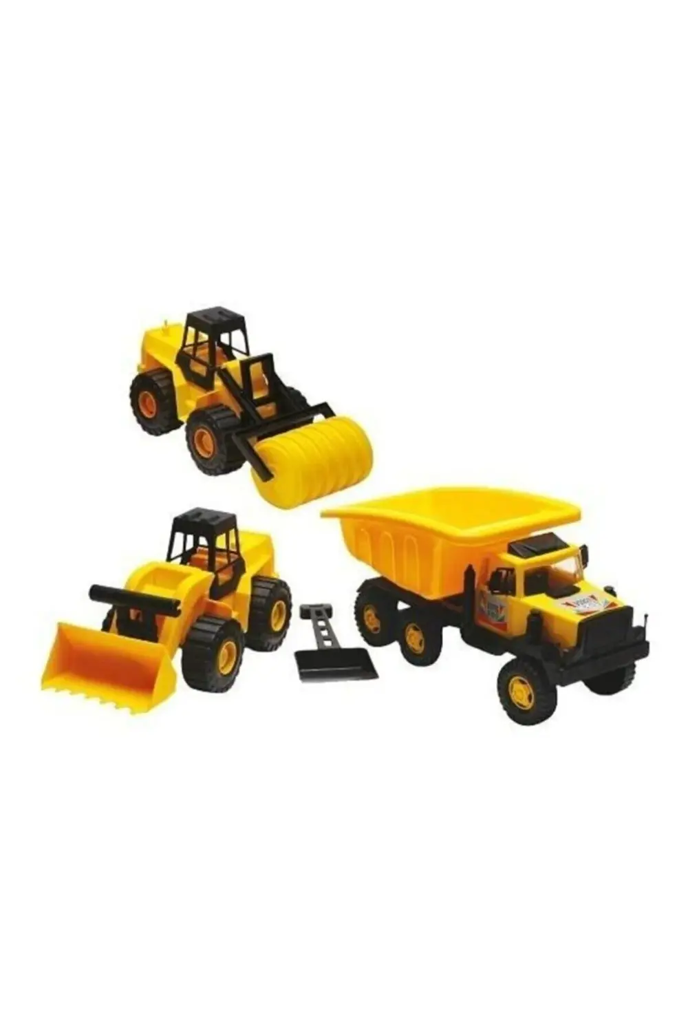 Oyuncak Üçlü Sarıyol Seti Kamyon Kepçe Silindir 1217