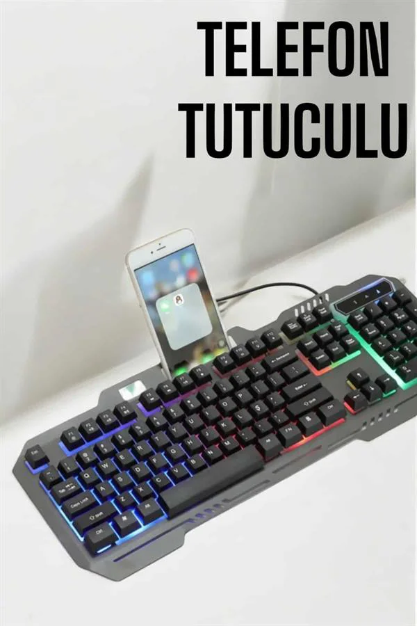 Oyuncu Klavyesi Q Klavye RGB Işıklı Mouse Hediyeli