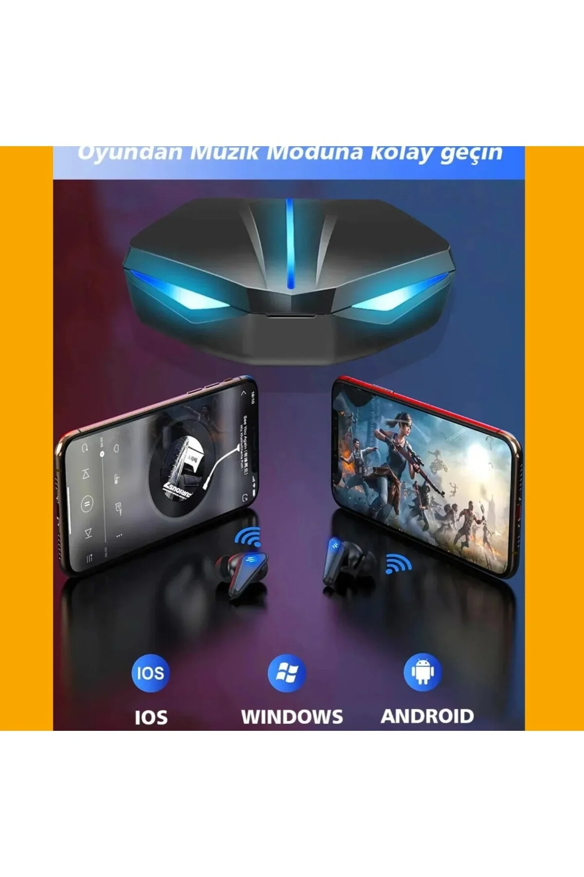 Oyuncu Kulaklık - Renk: Siyah, Mikrofon, Kullanım Tipi: Kulak içi, Özellik: Kablosuz