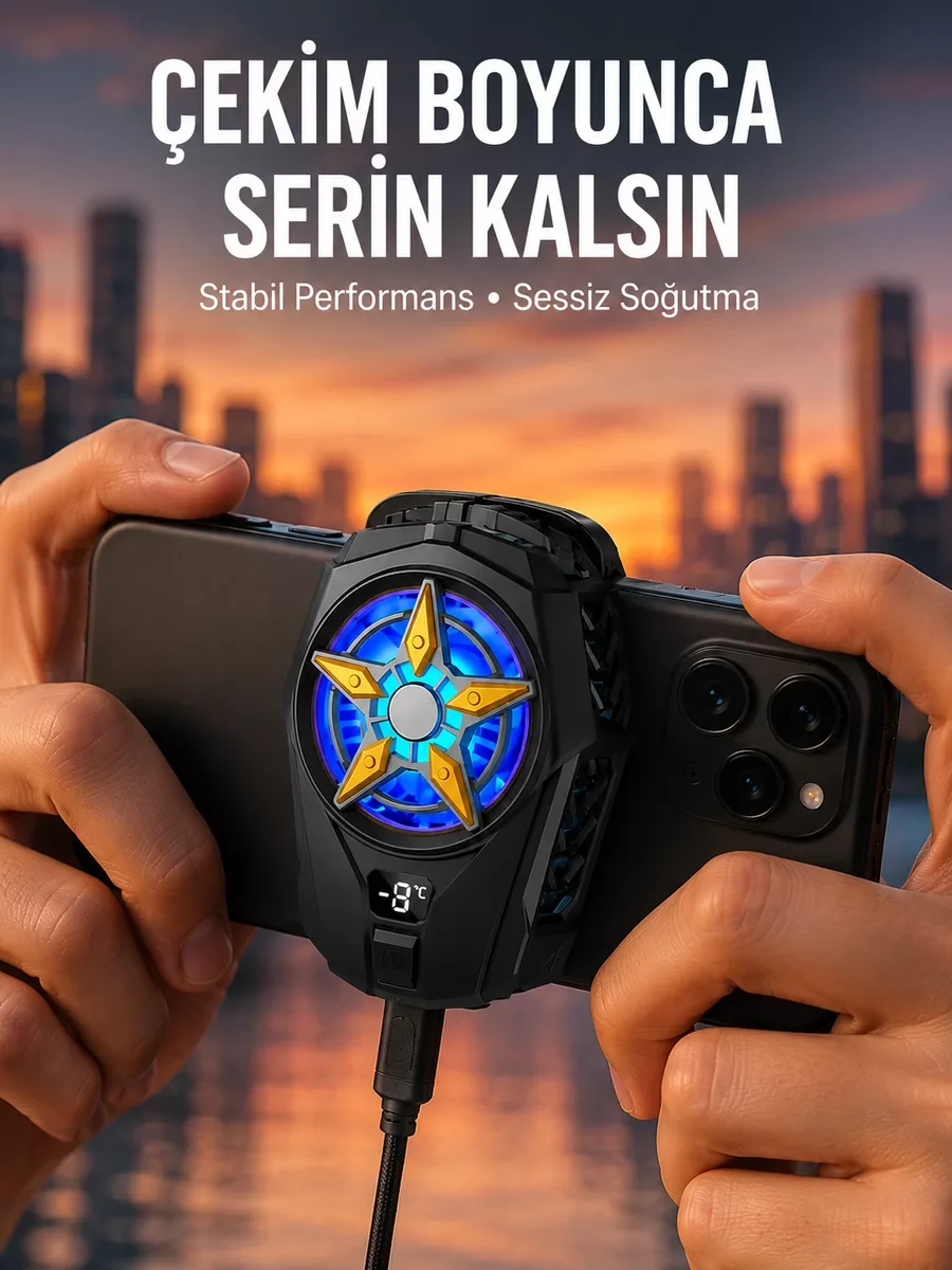 Oyunlar İçin Telefon Soğutucu – 65-85mm Dijital Ekranlı Yüksek Performanslı Radyatör