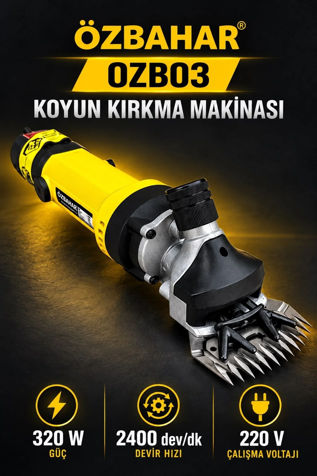 OZB03 320W Elektrikli Profesyonel Koyun Kırkma Makinesi – 2400 dev/dk, Beyuhan Bıçak, Yedek - Görsel 4