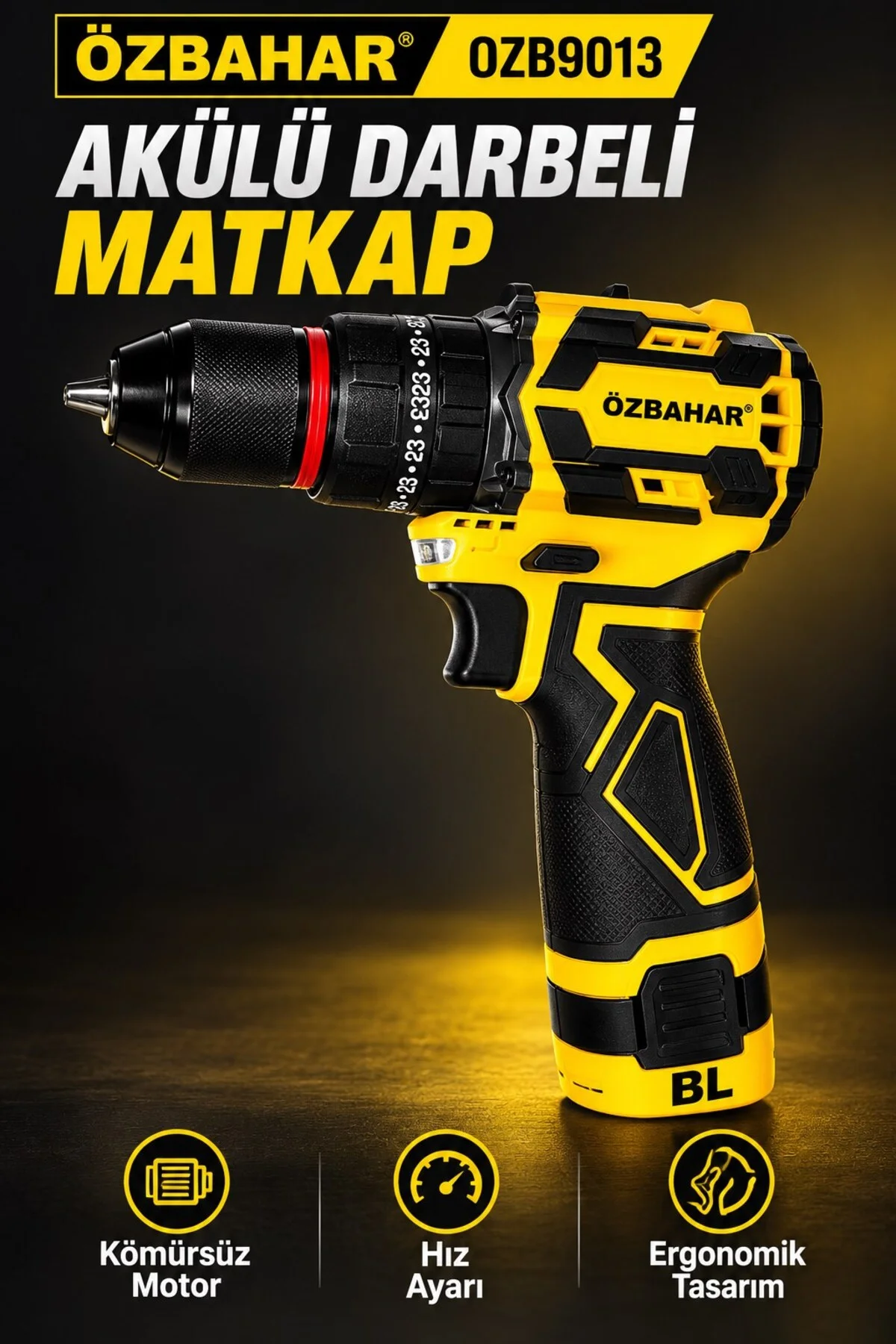 OZB9013 16,8V Kömürsüz Akülü Darbeli Matkap – Çift Akülü, 2 Hızlı - Görsel 5