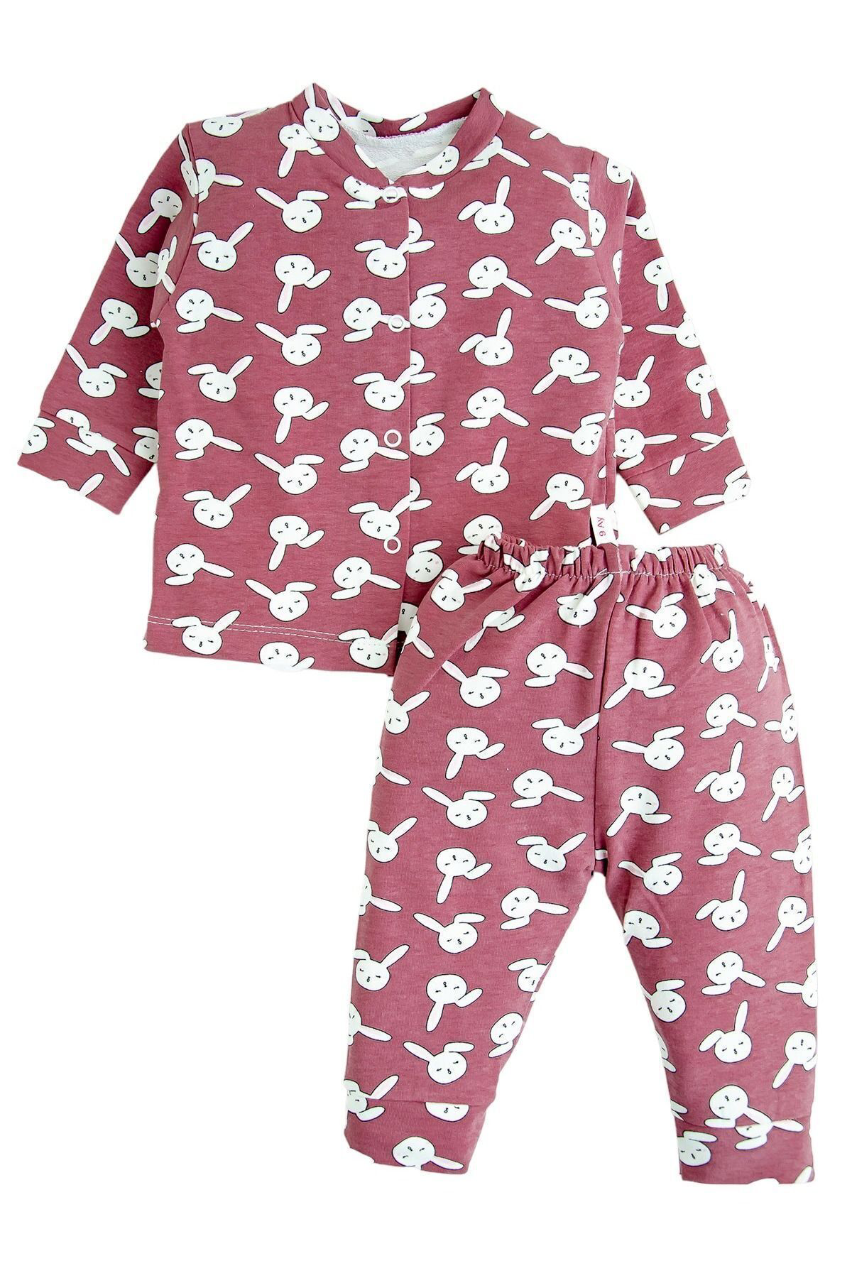 Oz Baby Ozbaby %100 Pamuk - Baskılı Önden Çıtlı Bebek Pijama Takımları