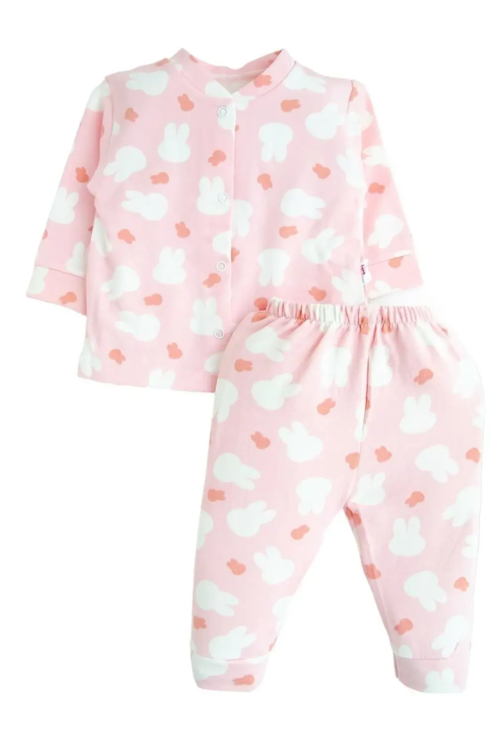 Ozbaby %100 Pamuk - Baskılı Önden Çıtlı Bebek Pijama Takımları