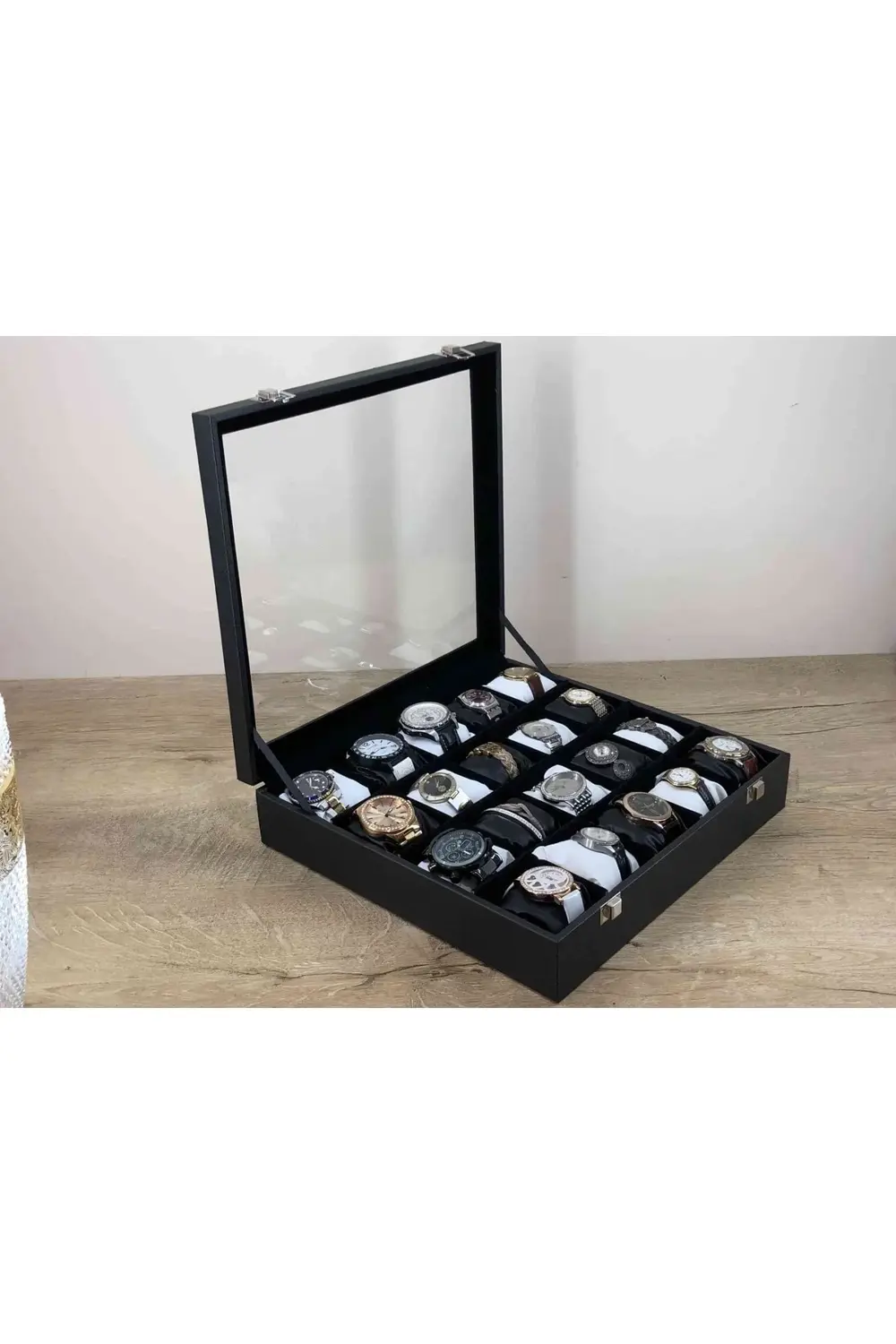 Özel 20 Gözlü Yirmi Adet Kol Saati Kapasiteli Cam Kapaklı Saat Sa