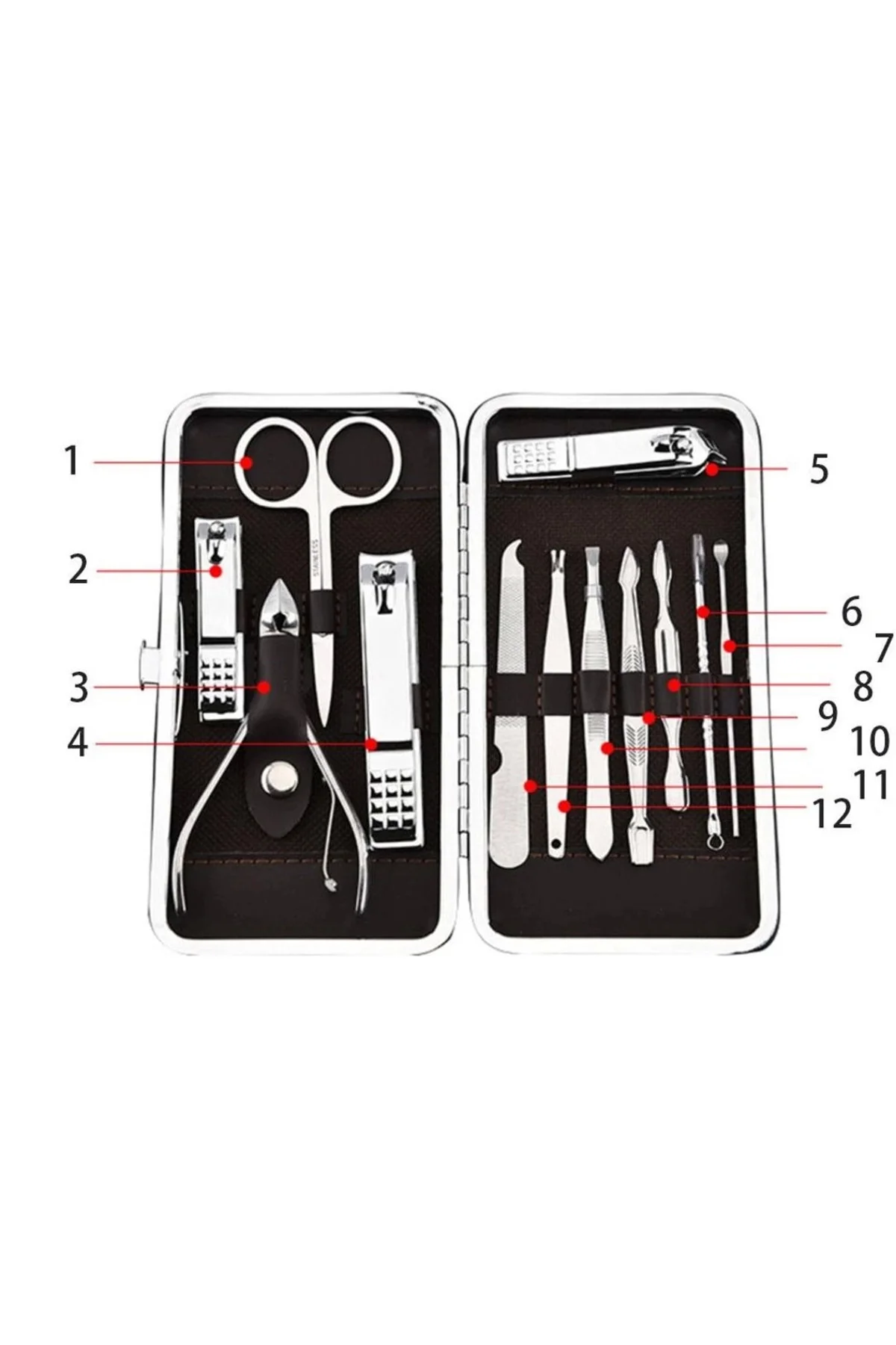 Özel Çantasında Profesyonel Manikür Pedikür Seti (12 Parça)