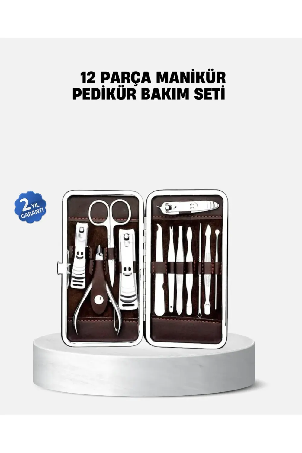 Özel Deri Çantalı 12 Parça Manikür Pedikür Bakım Seti Paslanmaz Ç