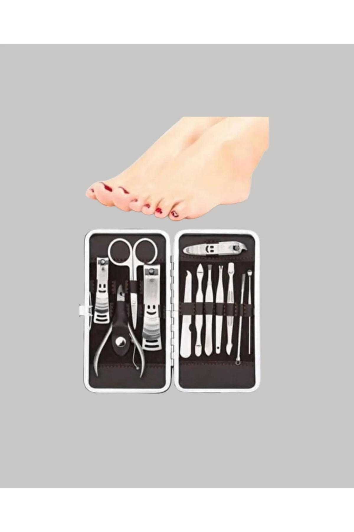 Özel Deri Çantalı 12 Parça Manikür Pedikür Bakım Seti Paslanmaz Ç