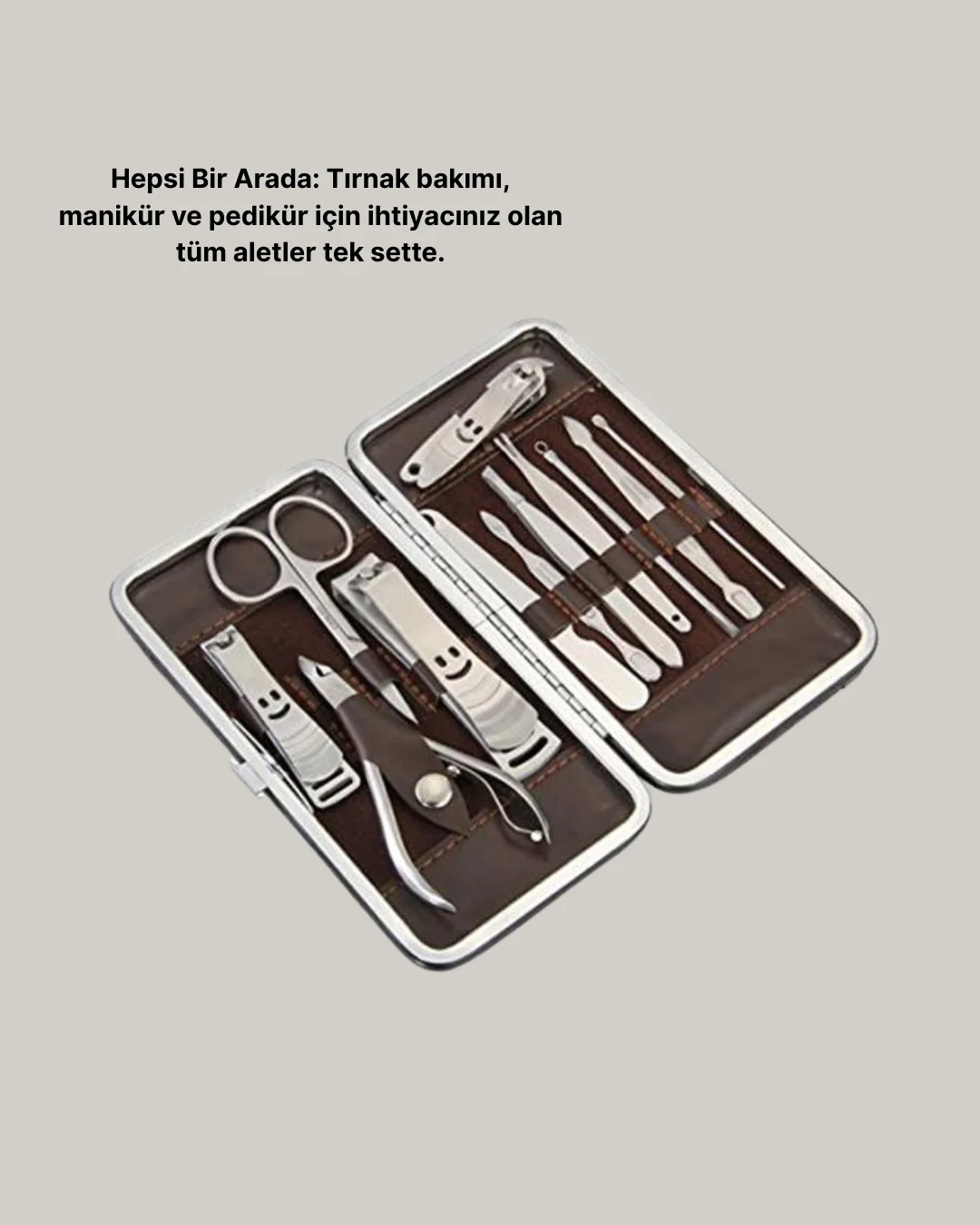 Özel Deri Çantalı 12 Parça Manikür Pedikür Bakım Seti Paslanmaz Çelik Özel Deri Çantalı 12 Parça Manikür Pedikür Bakım Seti Paslanmaz Çelik