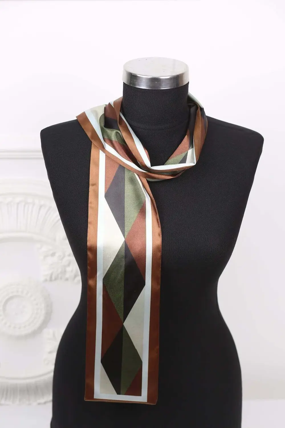 Özel Desenli Atkılar Kahverengi Geometrik Desen