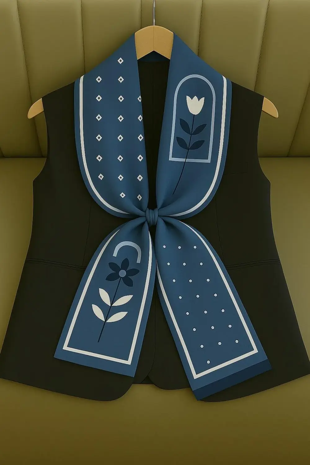 Özel Desenli Atkılar Koyu Mavi Çiçekli Desenli