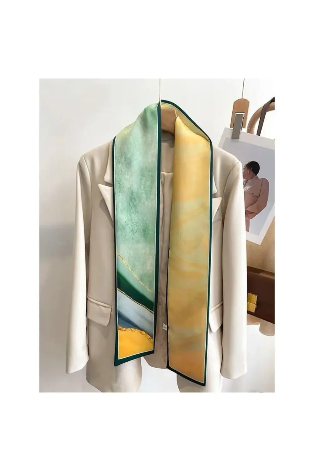 Özel Desenli Atkılar Sarı Yeşil Desen